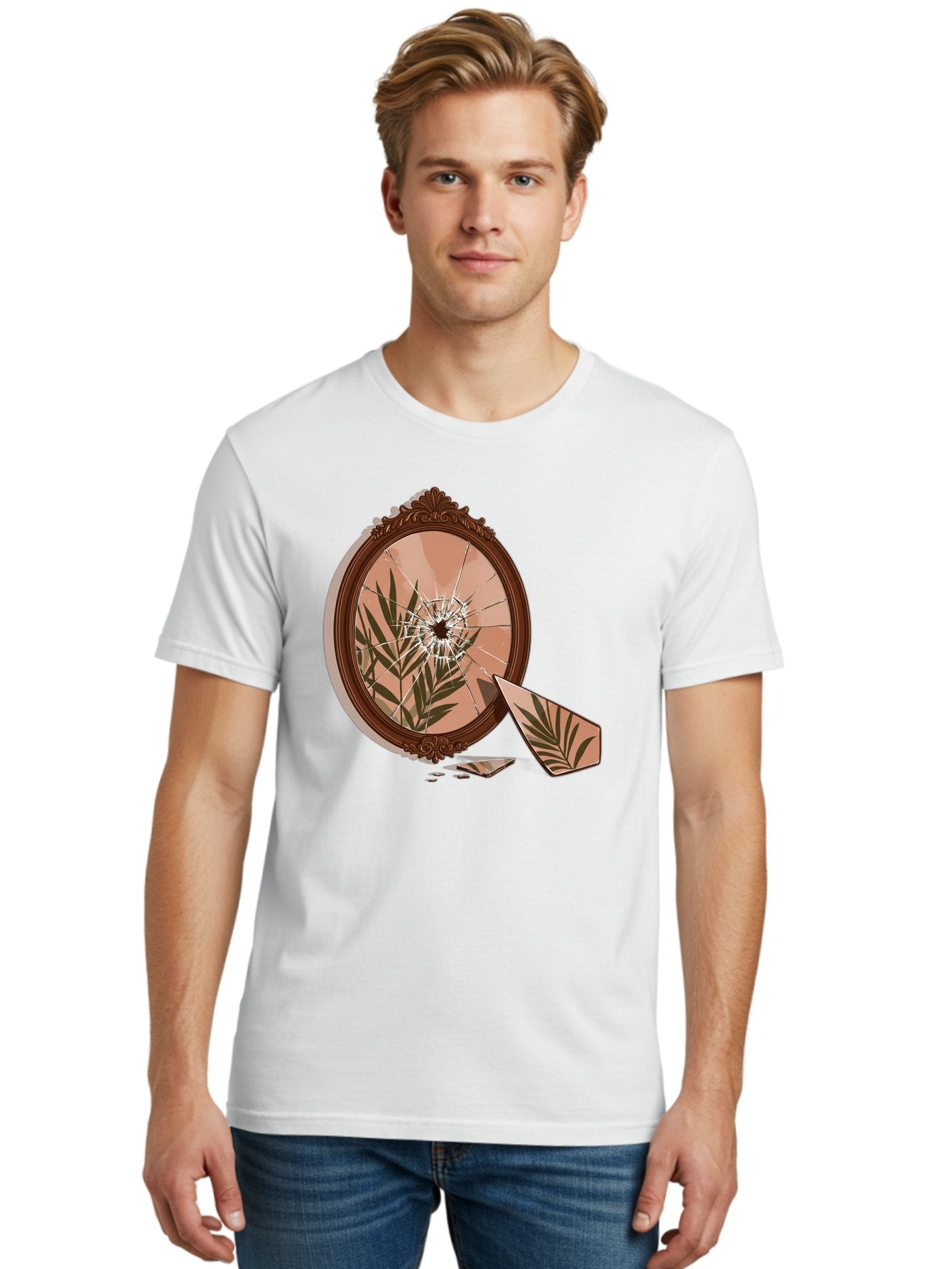 Broken-Mirror-With-Cannabis-Leaf Men'S Graphic Tee, 100% Cotton, Comfortable Casual Summer Wear, Machine Washable, Vintage Camera, Old Camera, Antique Camera, Black Camera, Classic Photography, Photography Equipment, Nostalgic Device, Bak135 22