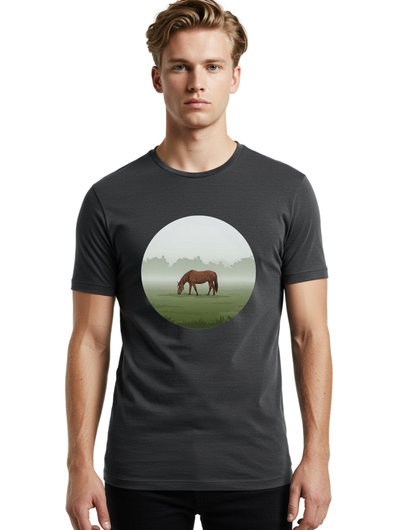 Brown-Horse-Grazing Men'S Graphic Tee, 100% Cotton, Comfortable Casual Summer Wear, Machine Washable, Vintage Camera, Old Camera, Antique Camera, Black Camera, Classic Photography, Photography Equipment, Nostalgic Device, Film Camera, Bak142 16
