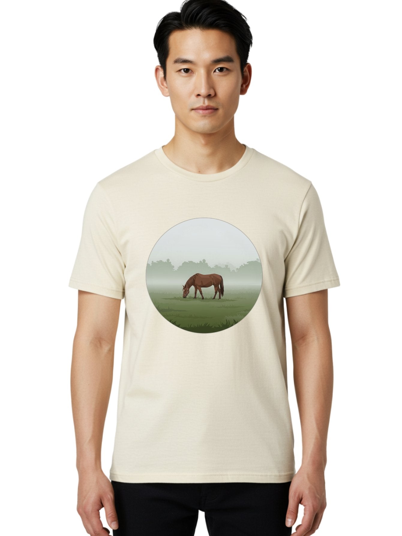 Brown-Horse-Grazing Men'S Graphic Tee, 100% Cotton, Comfortable Casual Summer Wear, Machine Washable, Vintage Camera, Old Camera, Antique Camera, Black Camera, Classic Photography, Photography Equipment, Nostalgic Device, Film Camera, Bak142 19