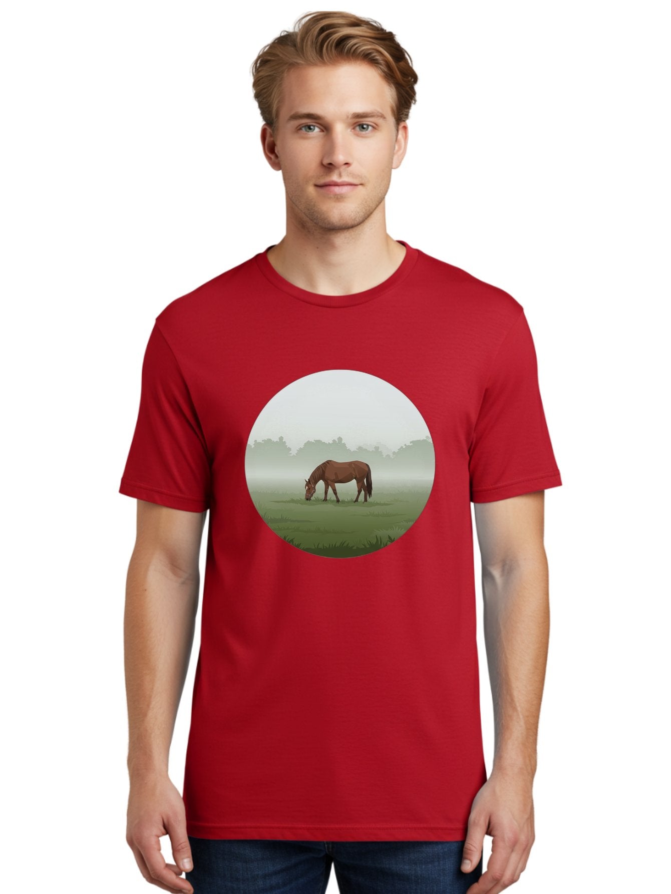 Brown-Horse-Grazing Men'S Graphic Tee, 100% Cotton, Comfortable Casual Summer Wear, Machine Washable, Vintage Camera, Old Camera, Antique Camera, Black Camera, Classic Photography, Photography Equipment, Nostalgic Device, Film Camera, Bak142 29