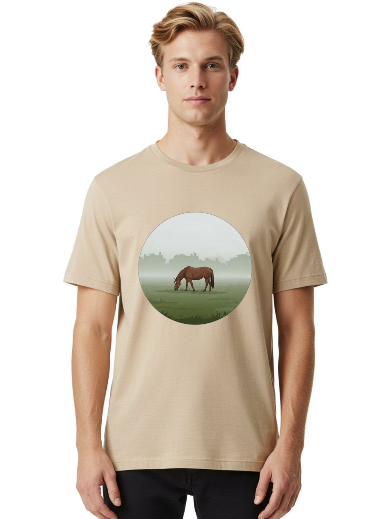 Brown-Horse-Grazing Men'S Graphic Tee, 100% Cotton, Comfortable Casual Summer Wear, Machine Washable, Vintage Camera, Old Camera, Antique Camera, Black Camera, Classic Photography, Photography Equipment, Nostalgic Device, Film Camera, Bak142 18