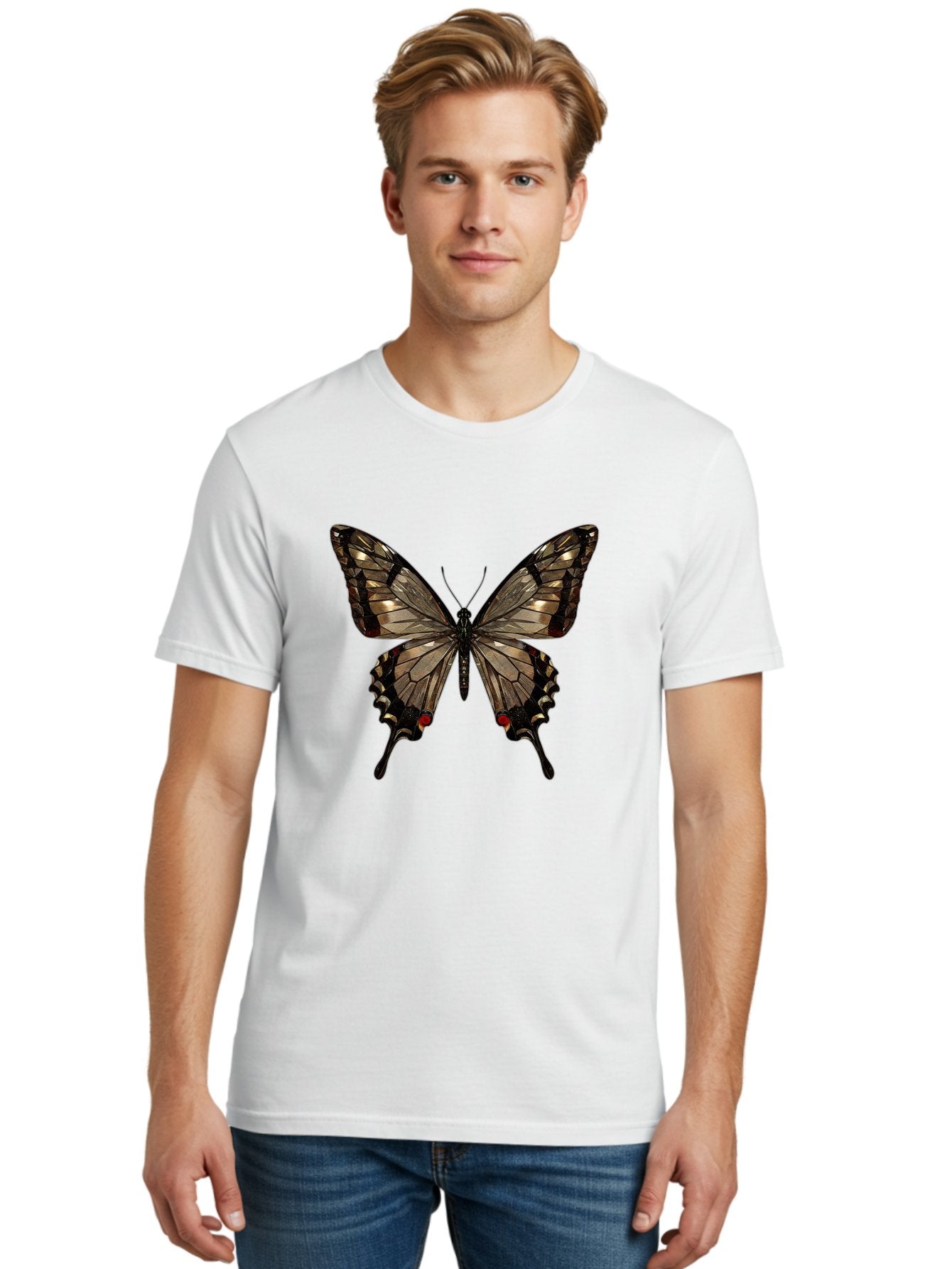 Butterfly-5 Men'S Graphic Tee, 100% Cotton, Comfortable Casual Summer Wear, Machine Washable, Vintage Camera, Old Camera, Antique Camera, Black Camera, Classic Photography, Photography Equipment, Nostalgic Device, Film Camera, Camera Art Bak158 17