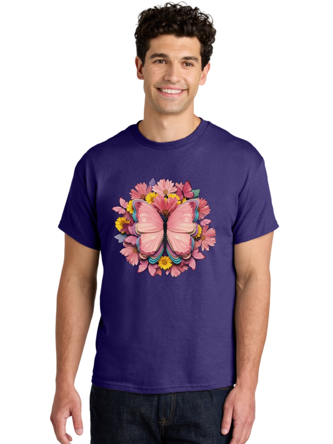 Butterfly-And-Flowers Men'S Graphic Tee, 100% Cotton, Comfortable Casual Summer Wear, Machine Washable, Vintage Camera, Old Camera, Antique Camera, Black Camera, Classic Photography, Photography Equipment, Nostalgic Device, Film Camera, Bak159 23