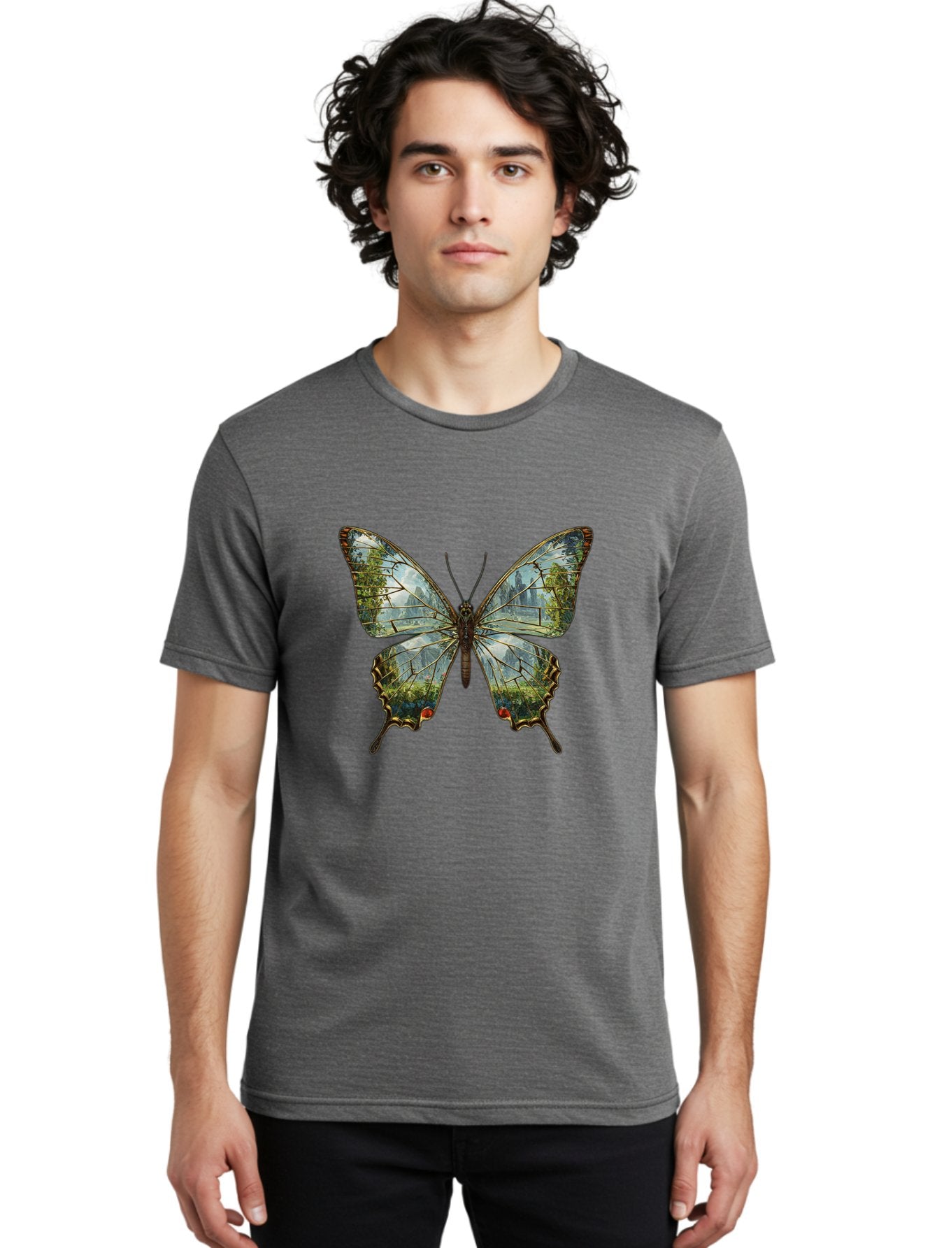 Butterfly-Cityscape Men'S Graphic Tee, 100% Cotton, Comfortable Casual Summer Wear, Machine Washable, Vintage Camera, Old Camera, Antique Camera, Black Camera, Classic Photography, Photography Equipment, Nostalgic Device, Film Camera, Bak160 25