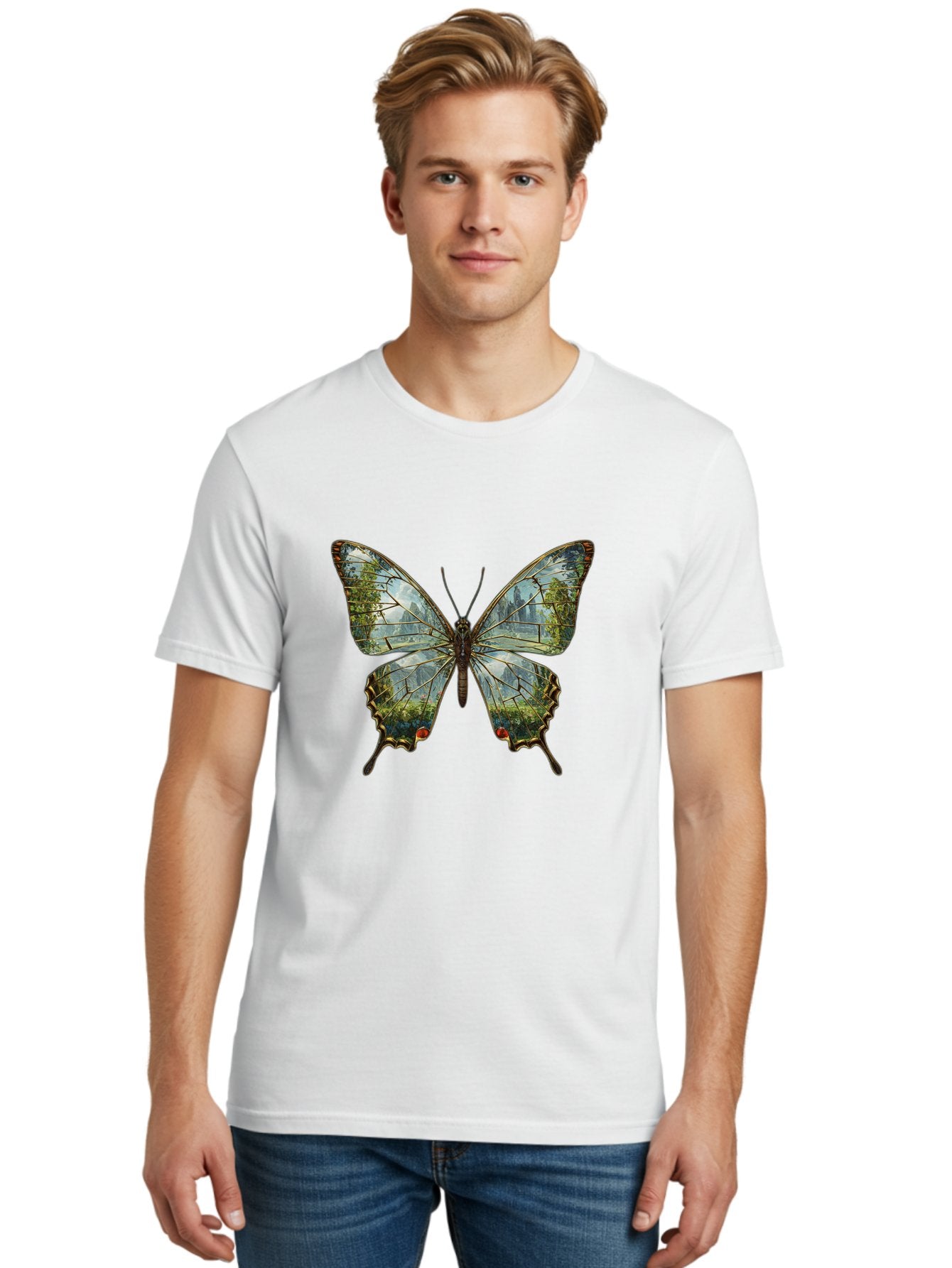 Butterfly-Cityscape Men'S Graphic Tee, 100% Cotton, Comfortable Casual Summer Wear, Machine Washable, Vintage Camera, Old Camera, Antique Camera, Black Camera, Classic Photography, Photography Equipment, Nostalgic Device, Film Camera, Bak160 26