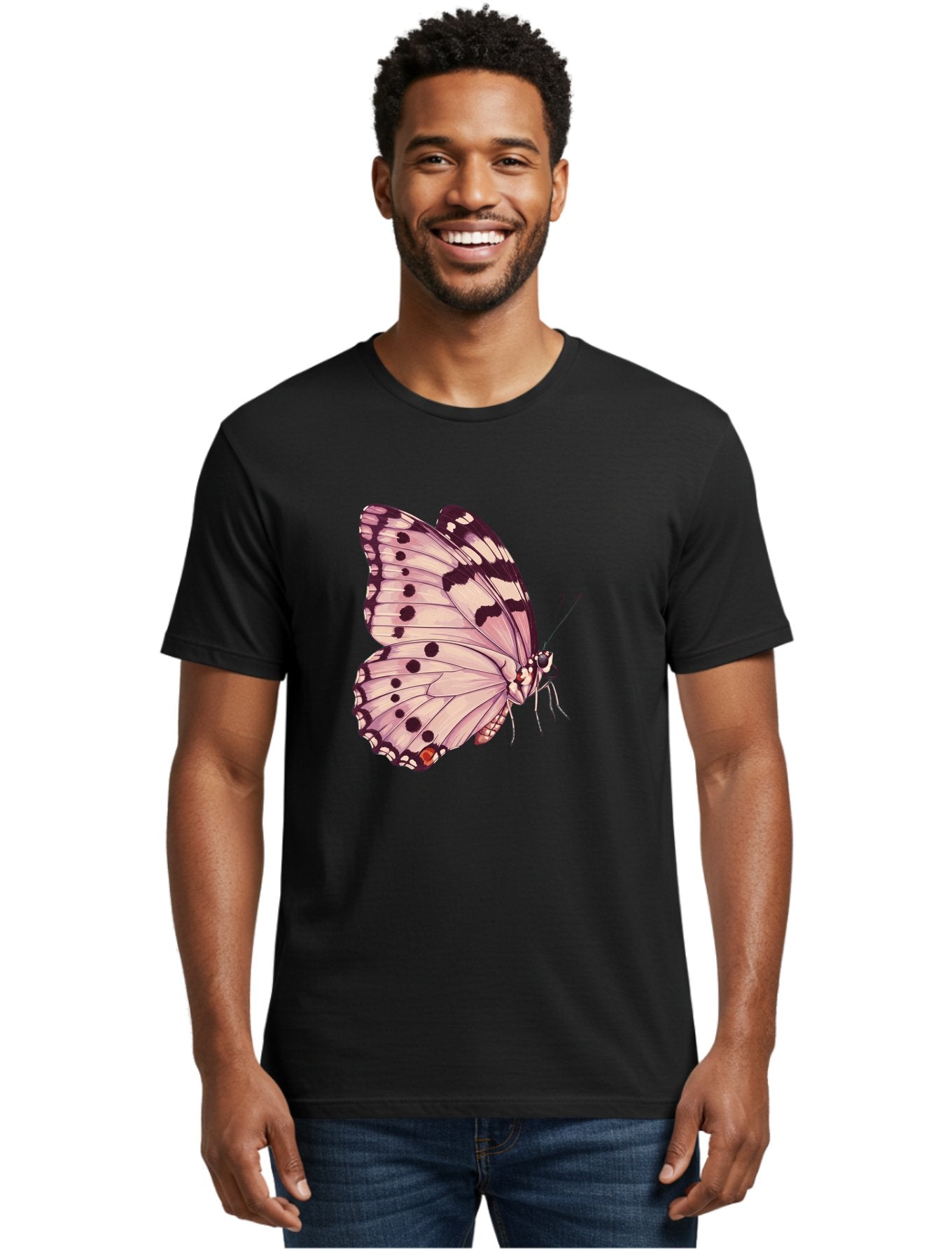 Butterfly Men'S Graphic Tee, 100% Cotton, Comfortable Casual Summer Wear, Machine Washable, Vintage Camera, Old Camera, Antique Camera, Black Camera, Classic Photography, Photography Equipment, Nostalgic Device, Film Camera, Camera Art Bak165 30