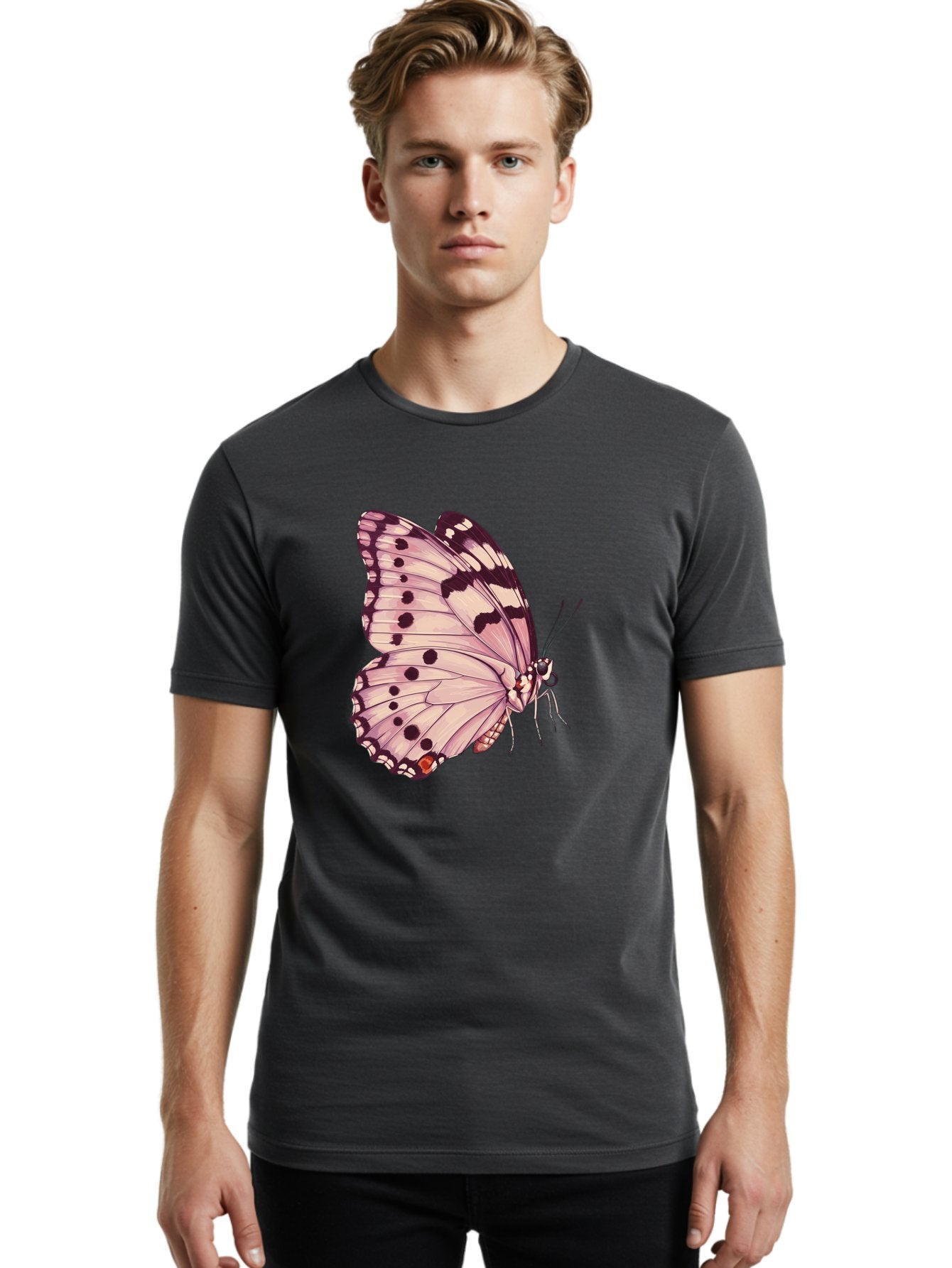 Butterfly Men'S Graphic Tee, 100% Cotton, Comfortable Casual Summer Wear, Machine Washable, Vintage Camera, Old Camera, Antique Camera, Black Camera, Classic Photography, Photography Equipment, Nostalgic Device, Film Camera, Camera Art Bak165 23