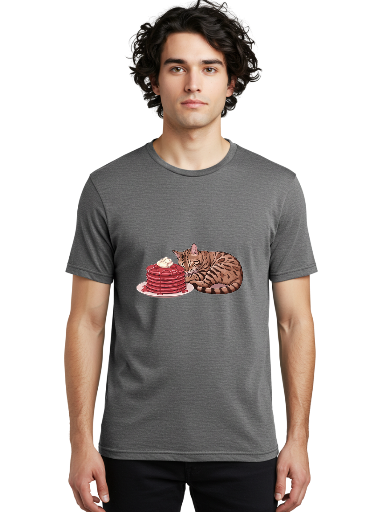 Cat-And-Pancakes-1 Men'S Graphic Tee, 100% Cotton, Comfortable Casual Summer Wear, Machine Washable, Vintage Camera, Old Camera, Antique Camera, Black Camera, Classic Photography, Photography Equipment, Nostalgic Device, Film Camera, Bak184 24