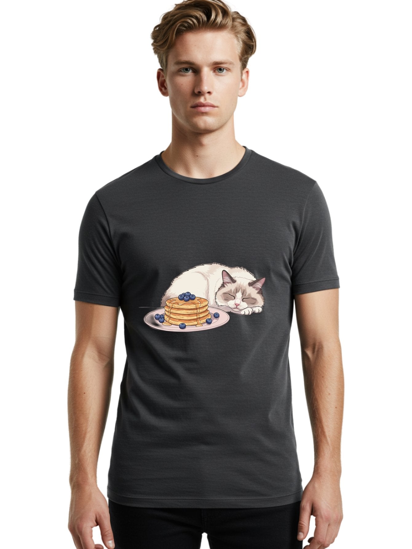 Cat-And-Pancakes-2 Men'S Graphic Tee, 100% Cotton, Comfortable Casual Summer Wear, Machine Washable, Vintage Camera, Old Camera, Antique Camera, Black Camera, Classic Photography, Photography Equipment, Nostalgic Device, Film Camera, Bak185 28