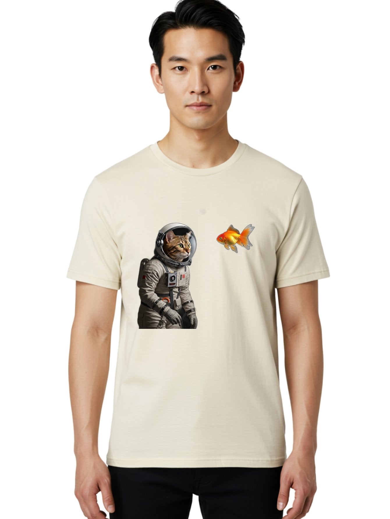 Cat-Astronaut-2 Men'S Graphic Tee, 100% Cotton, Comfortable Casual Summer Wear, Machine Washable, Vintage Camera, Old Camera, Antique Camera, Black Camera, Classic Photography, Photography Equipment, Nostalgic Device, Film Camera, Camera Art Bak190 25