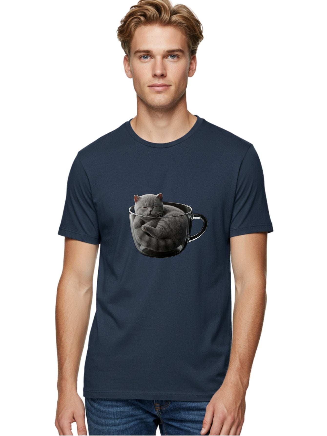Cat-In-Coffee-Cup-1 Men'S Graphic Tee, 100% Cotton, Comfortable Casual Summer Wear, Machine Washable, Vintage Camera, Old Camera, Antique Camera, Black Camera, Classic Photography, Photography Equipment, Nostalgic Device, Film Camera, Bak193 17
