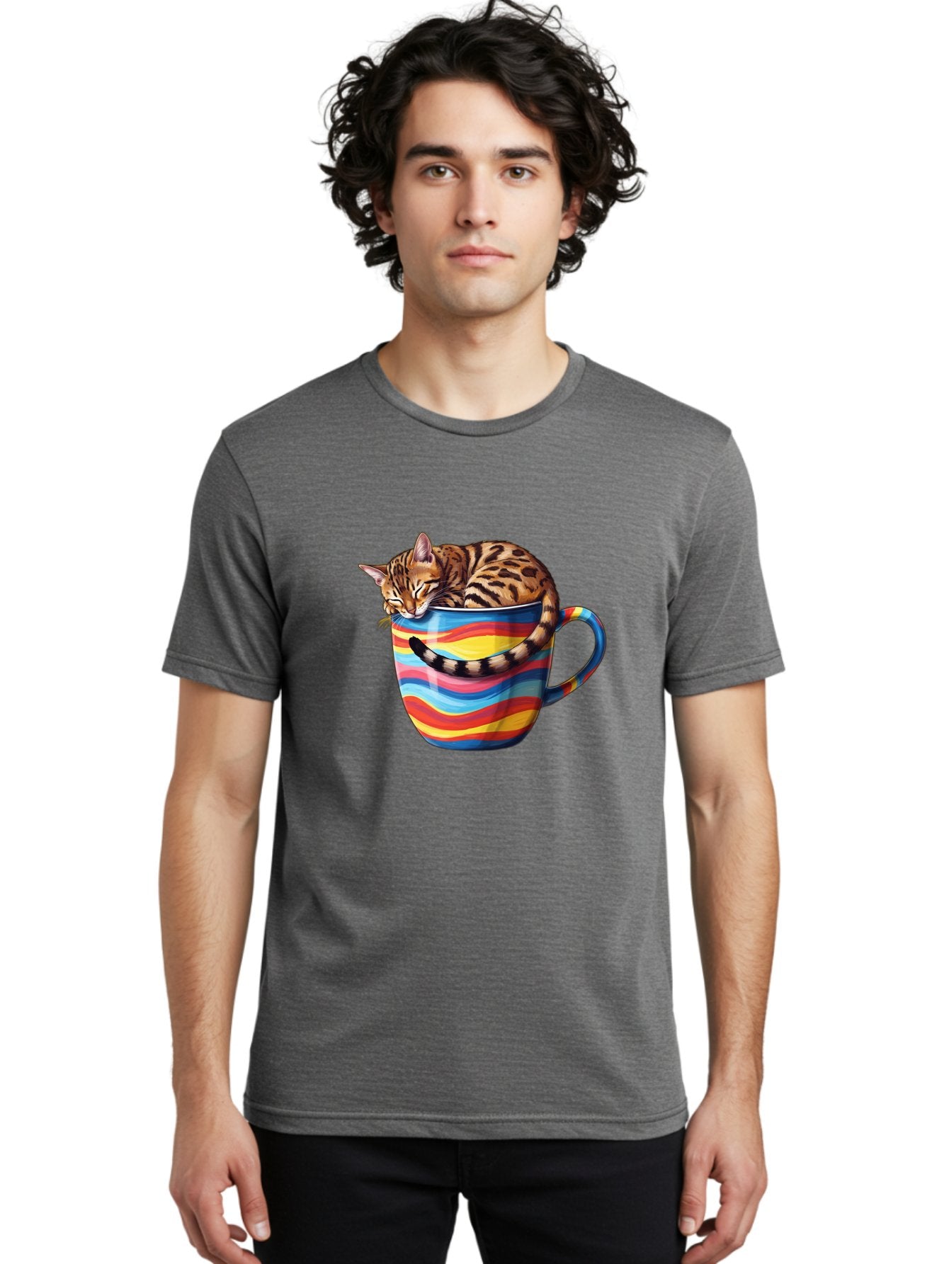 Cat-In-Coffee-Cup-2 Men'S Graphic Tee, 100% Cotton, Comfortable Casual Summer Wear, Machine Washable, Vintage Camera, Old Camera, Antique Camera, Black Camera, Classic Photography, Photography Equipment, Nostalgic Device, Film Camera, Bak194 23