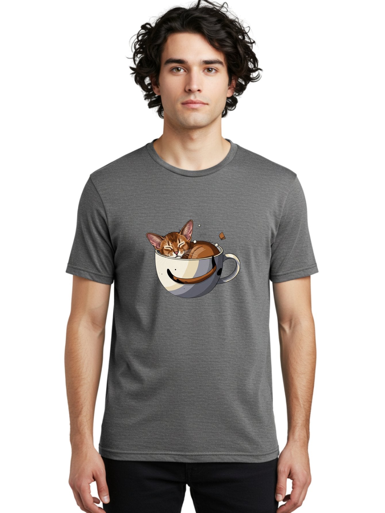 Cat-In-Coffee-Cup-3 Men'S Graphic Tee, 100% Cotton, Comfortable Casual Summer Wear, Machine Washable, Vintage Camera, Old Camera, Antique Camera, Black Camera, Classic Photography, Photography Equipment, Nostalgic Device, Film Camera, Bak195 16