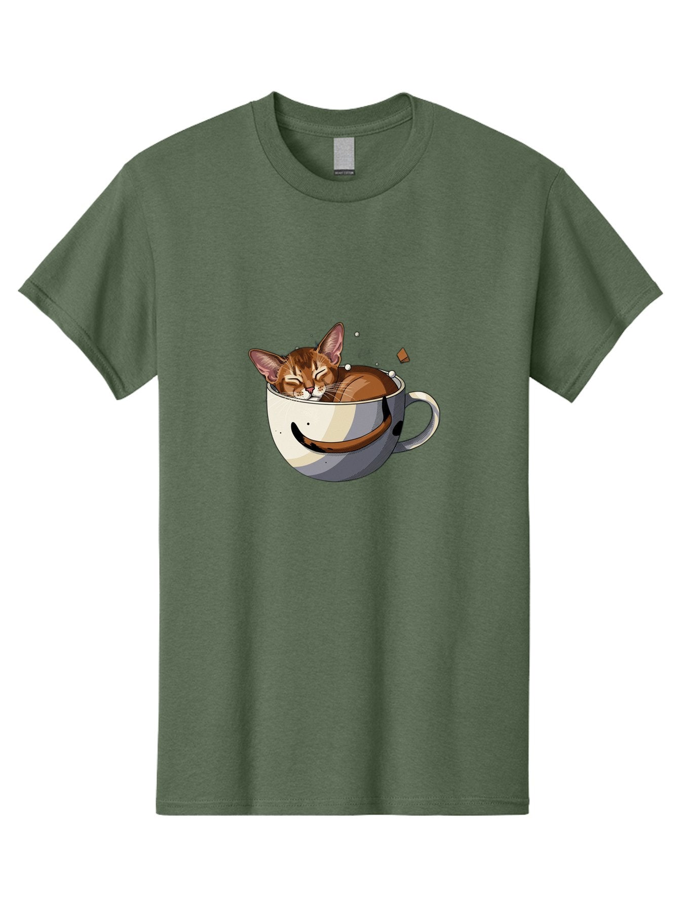 Cat-In-Coffee-Cup-3 Men'S Graphic Tee, 100% Cotton, Comfortable Casual Summer Wear, Machine Washable, Vintage Camera, Old Camera, Antique Camera, Black Camera, Classic Photography, Photography Equipment, Nostalgic Device, Film Camera, Bak195 8