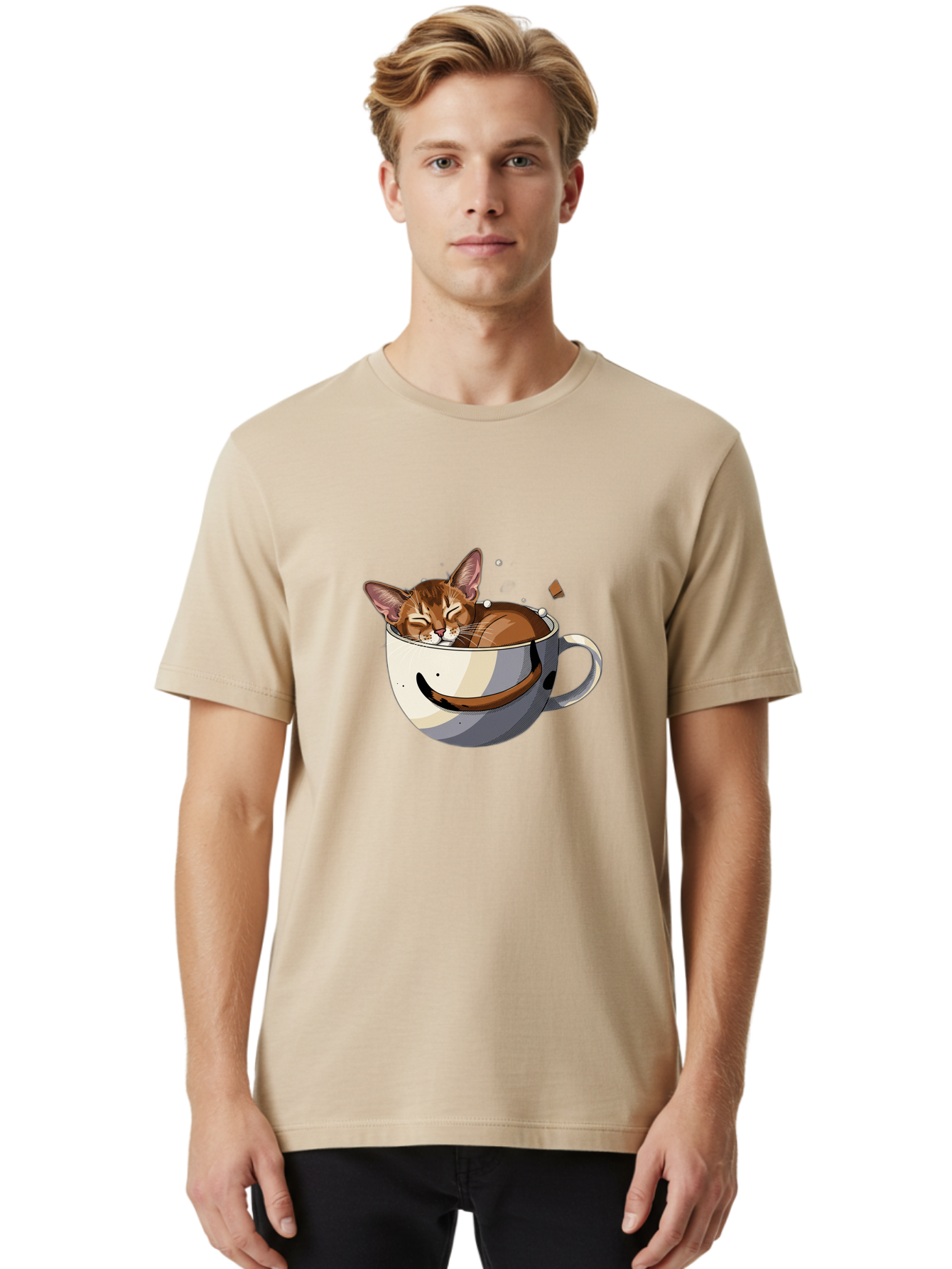 Cat-In-Coffee-Cup-3 Men'S Graphic Tee, 100% Cotton, Comfortable Casual Summer Wear, Machine Washable, Vintage Camera, Old Camera, Antique Camera, Black Camera, Classic Photography, Photography Equipment, Nostalgic Device, Film Camera, Bak195 26