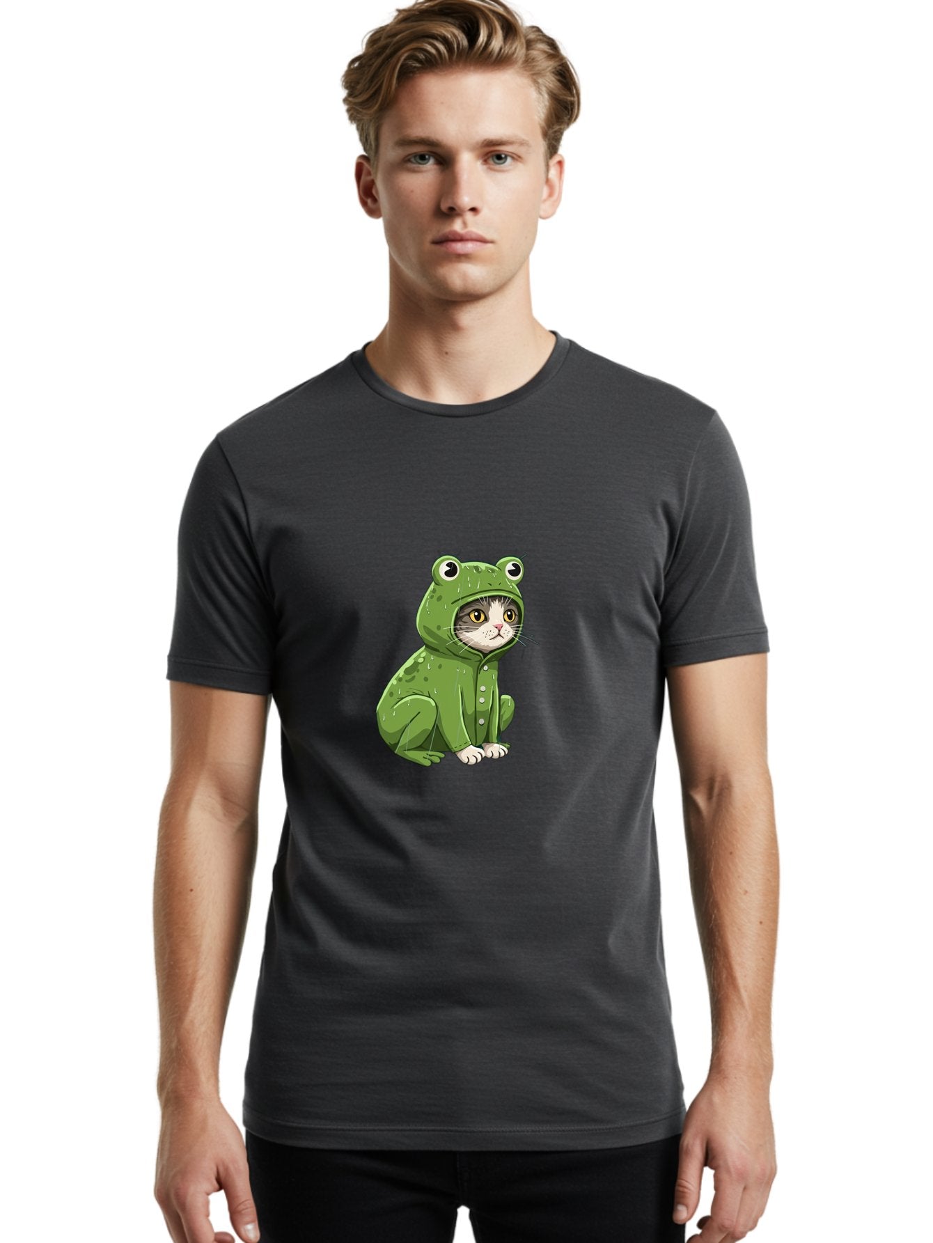Cat-In-Frog-Costume-3 Men'S Graphic Tee, 100% Cotton, Comfortable Casual Summer Wear, Machine Washable, Vintage Camera, Old Camera, Antique Camera, Black Camera, Classic Photography, Photography Equipment, Nostalgic Device, Film Camera, Bak200 20