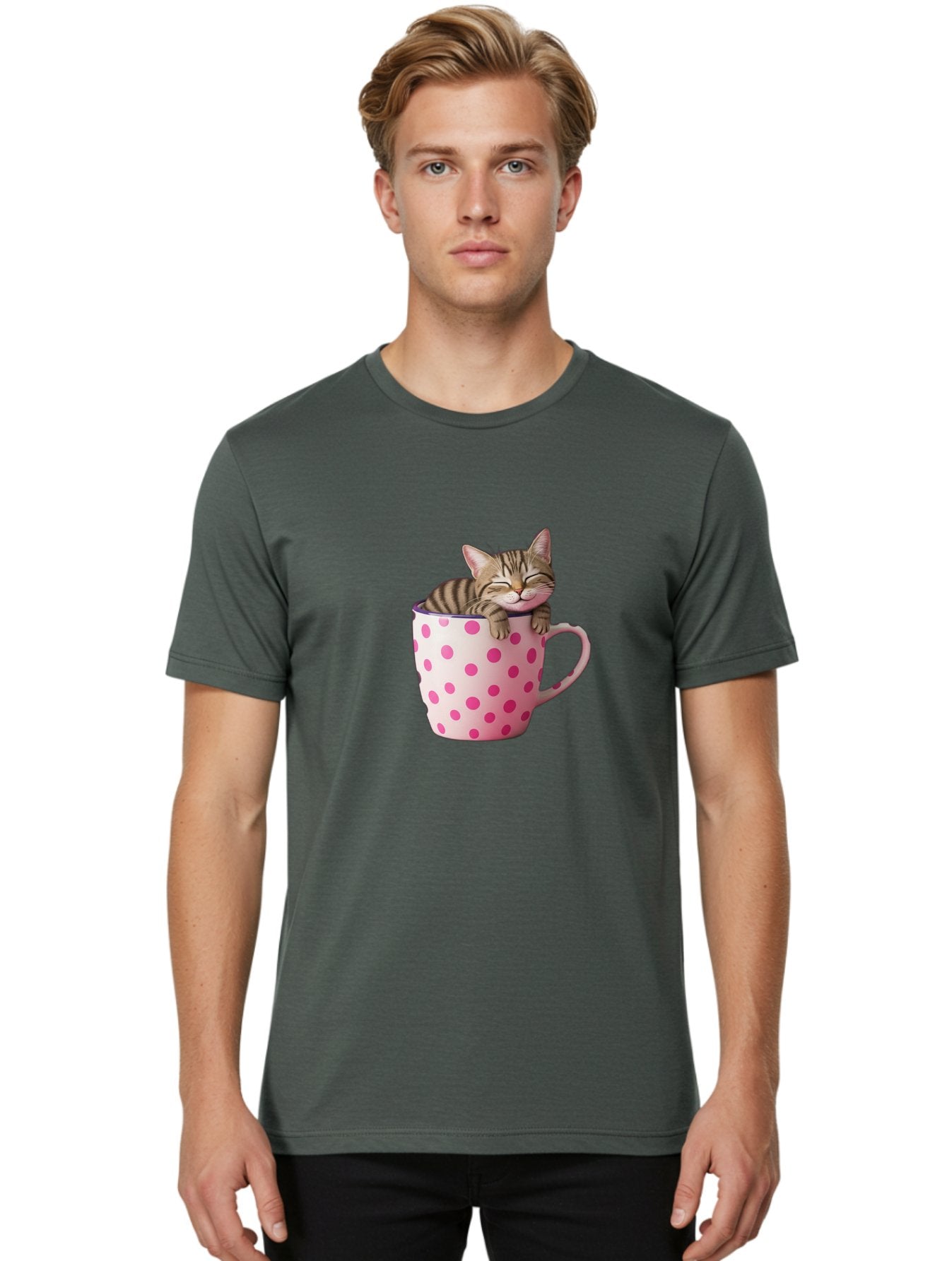 Cat-In-Polka-Dot-Mug Men'S Graphic Tee, 100% Cotton, Comfortable Casual Summer Wear, Machine Washable, Vintage Camera, Old Camera, Antique Camera, Black Camera, Classic Photography, Photography Equipment, Nostalgic Device, Film Camera, Bak206 26