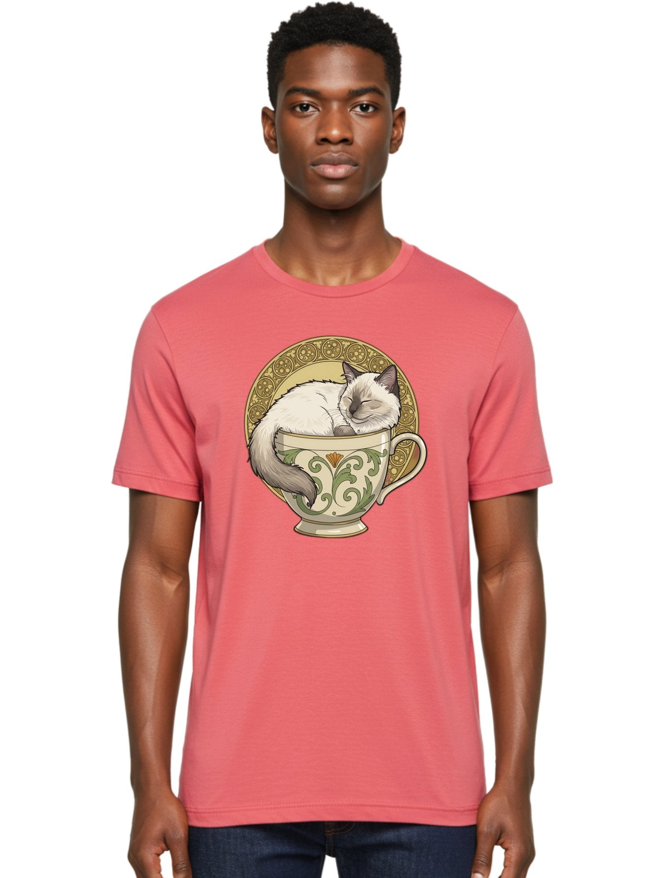Cat-In-Tea-Cup-1 Men'S Graphic Tee, 100% Cotton, Comfortable Casual Summer Wear, Machine Washable, Vintage Camera, Old Camera, Antique Camera, Black Camera, Classic Photography, Photography Equipment, Nostalgic Device, Film Camera, Camera Art Bak209 20