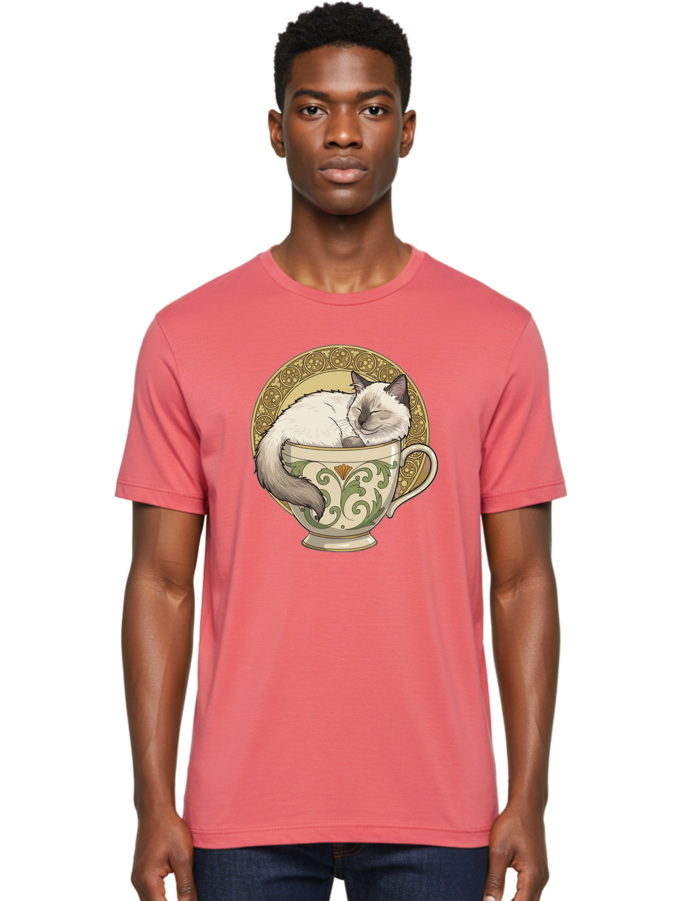 Cat-In-Tea-Cup-1 Men'S Graphic Tee, 100% Cotton, Comfortable Casual Summer Wear, Machine Washable, Vintage Camera, Old Camera, Antique Camera, Black Camera, Classic Photography, Photography Equipment, Nostalgic Device, Film Camera, Camera Art Bak209 30