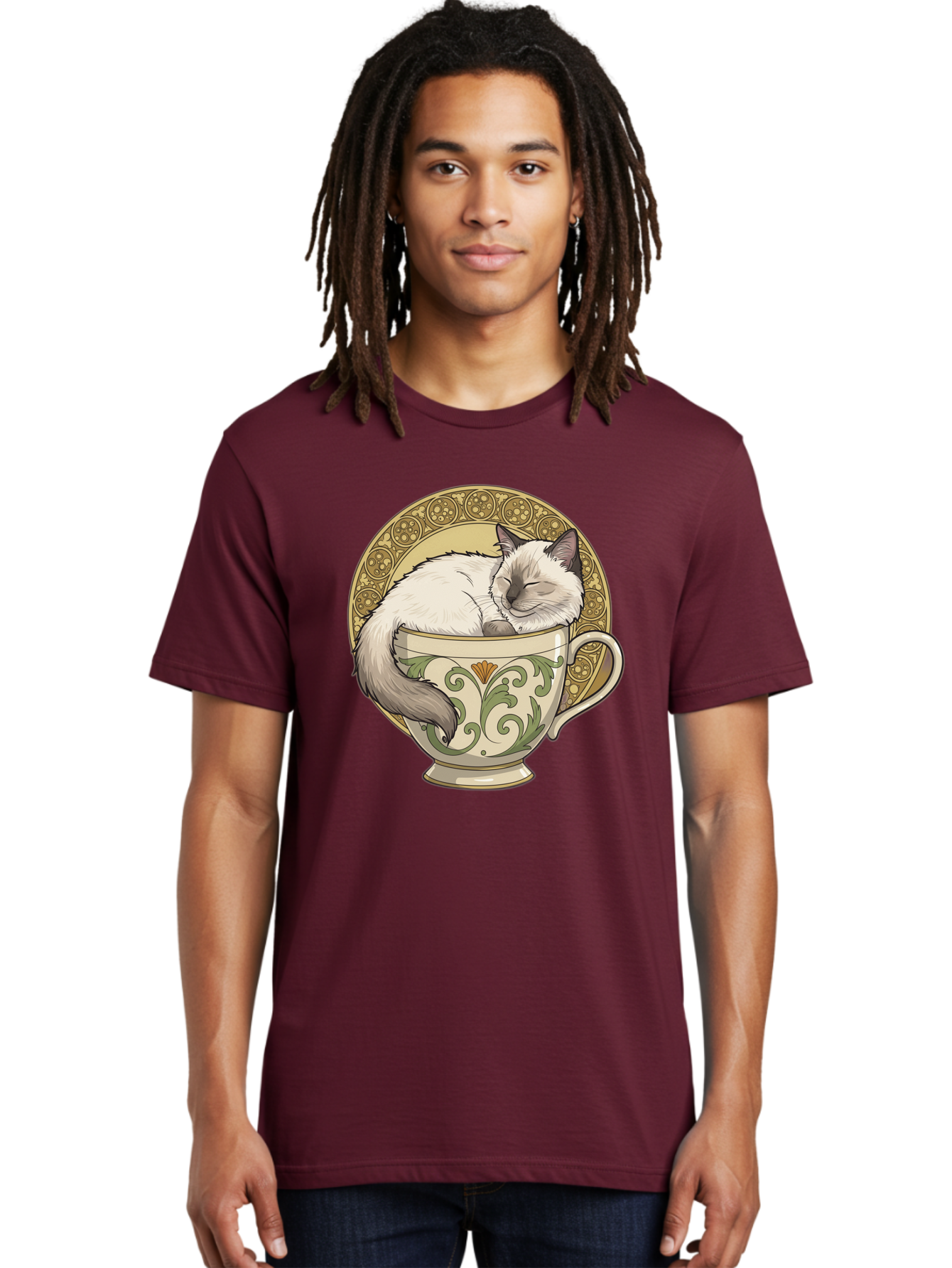 Cat-In-Tea-Cup-1 Men'S Graphic Tee, 100% Cotton, Comfortable Casual Summer Wear, Machine Washable, Vintage Camera, Old Camera, Antique Camera, Black Camera, Classic Photography, Photography Equipment, Nostalgic Device, Film Camera, Camera Art Bak209 20