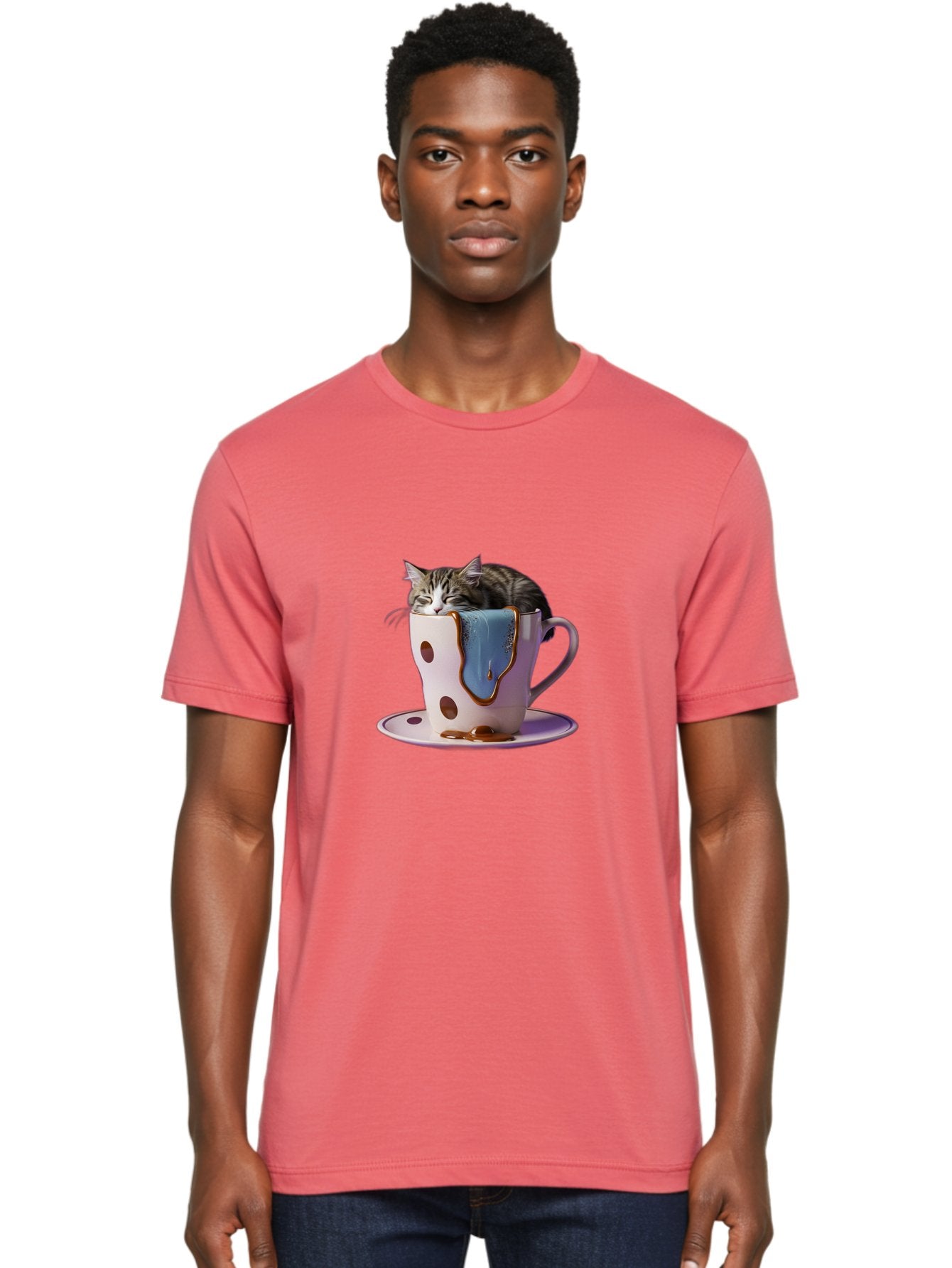 Cat-In-Tea-Cup-2 Men'S Graphic Tee, 100% Cotton, Comfortable Casual Summer Wear, Machine Washable, Vintage Camera, Old Camera, Antique Camera, Black Camera, Classic Photography, Photography Equipment, Nostalgic Device, Film Camera, Camera Art Bak210 19