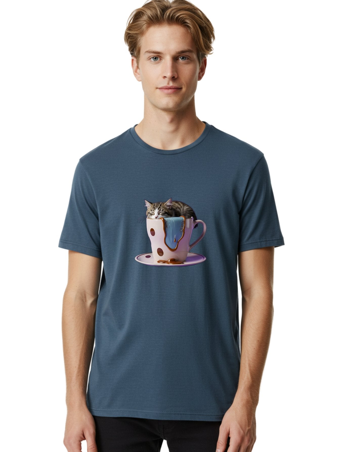 Cat-In-Tea-Cup-2 Men'S Graphic Tee, 100% Cotton, Comfortable Casual Summer Wear, Machine Washable, Vintage Camera, Old Camera, Antique Camera, Black Camera, Classic Photography, Photography Equipment, Nostalgic Device, Film Camera, Camera Art Bak210 16