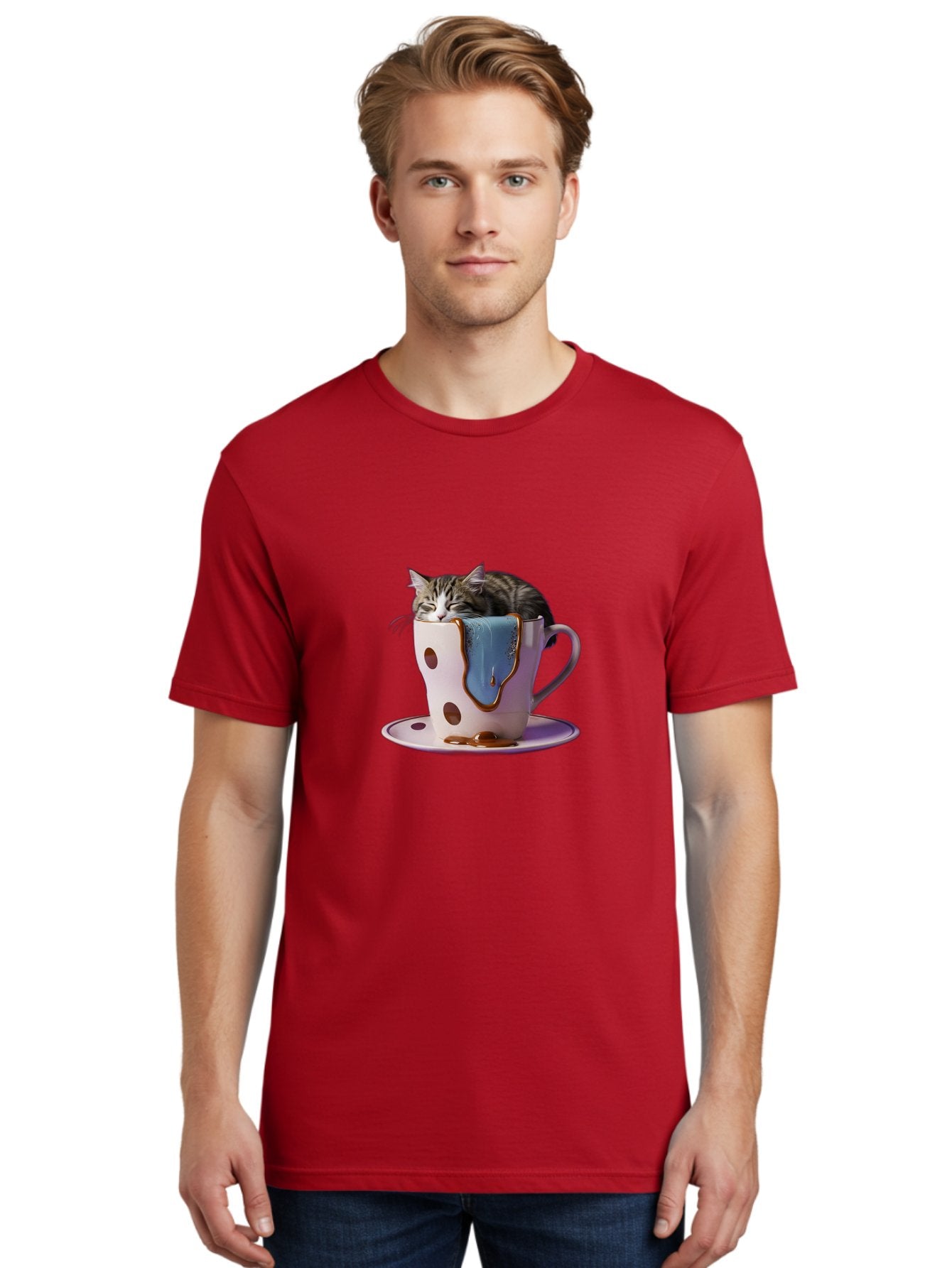 Cat-In-Tea-Cup-2 Men'S Graphic Tee, 100% Cotton, Comfortable Casual Summer Wear, Machine Washable, Vintage Camera, Old Camera, Antique Camera, Black Camera, Classic Photography, Photography Equipment, Nostalgic Device, Film Camera, Camera Art Bak210 21