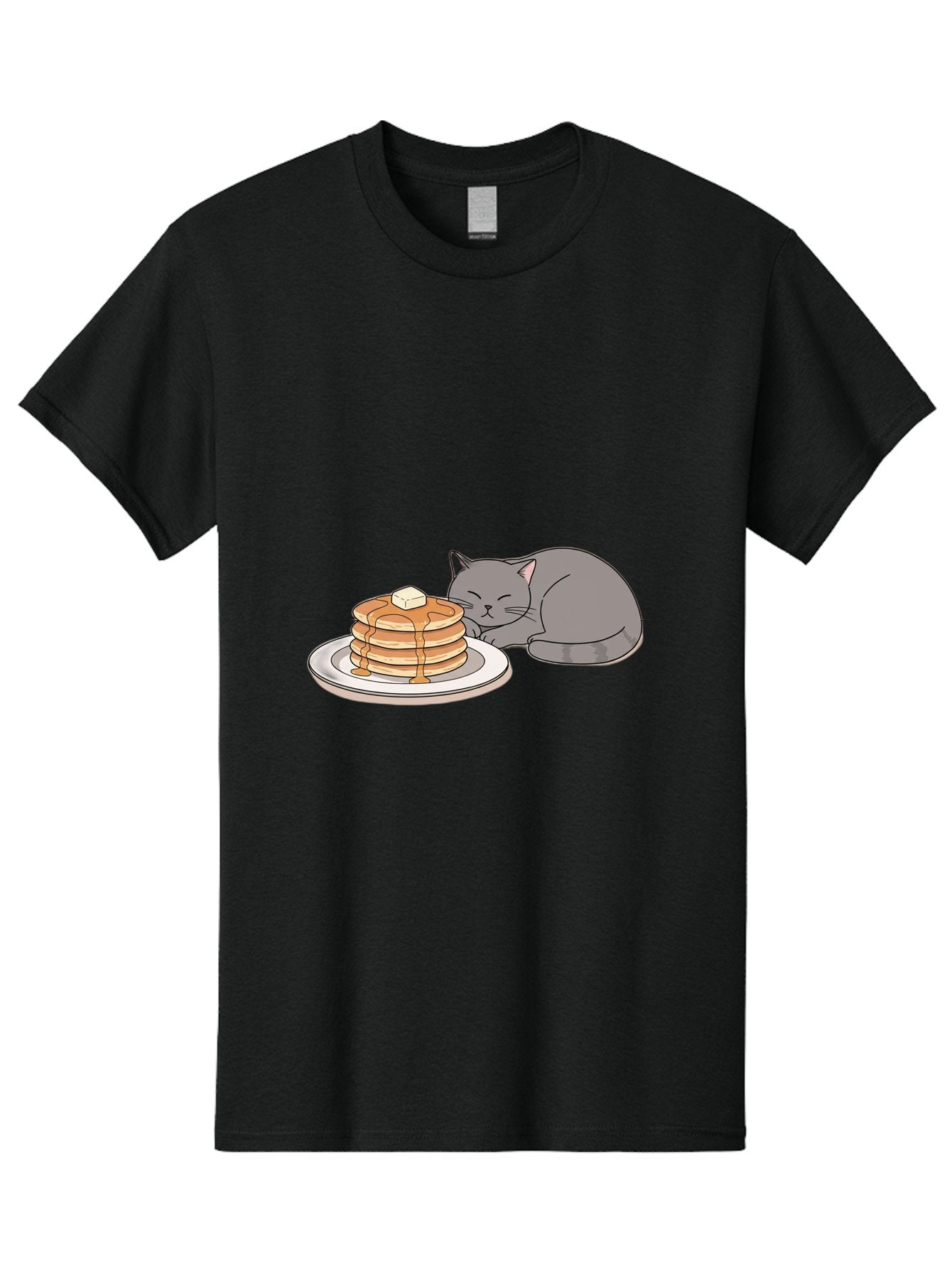 Cat-Sleeping-Next-To-Pancakes-1 Men'S Graphic Tee, 100% Cotton, Comfortable Casual Summer Wear, Machine Washable, Vintage Camera, Old Camera, Antique Camera, Black Camera, Classic Photography, Photography Equipment, Nostalgic Device, Bak218 6