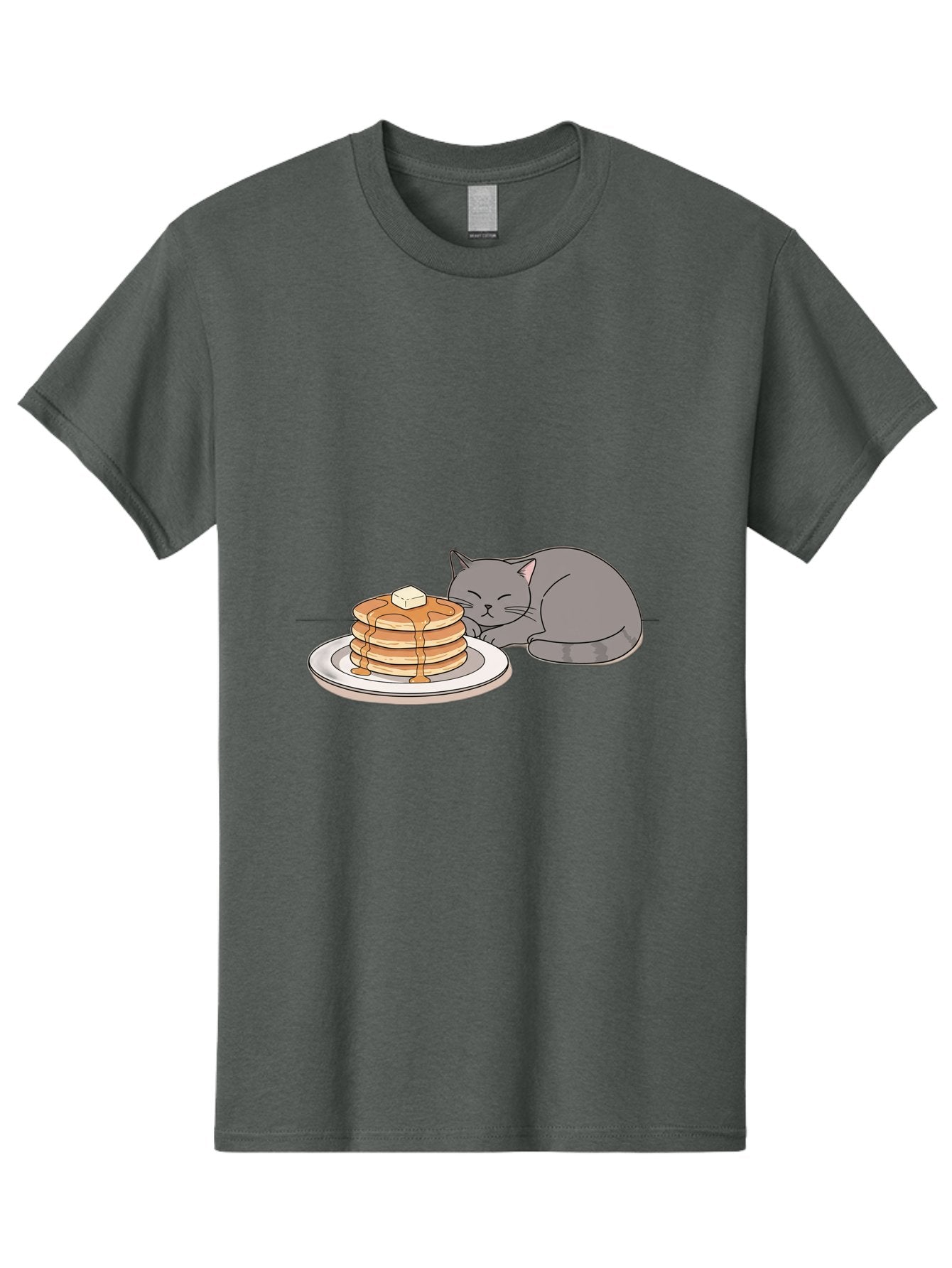 Cat-Sleeping-Next-To-Pancakes-1 Men'S Graphic Tee, 100% Cotton, Comfortable Casual Summer Wear, Machine Washable, Vintage Camera, Old Camera, Antique Camera, Black Camera, Classic Photography, Photography Equipment, Nostalgic Device, Bak218 9