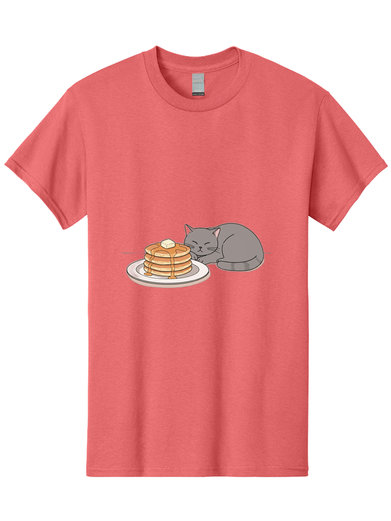 Cat-Sleeping-Next-To-Pancakes-1 Men'S Graphic Tee, 100% Cotton, Comfortable Casual Summer Wear, Machine Washable, Vintage Camera, Old Camera, Antique Camera, Black Camera, Classic Photography, Photography Equipment, Nostalgic Device, Bak218 3