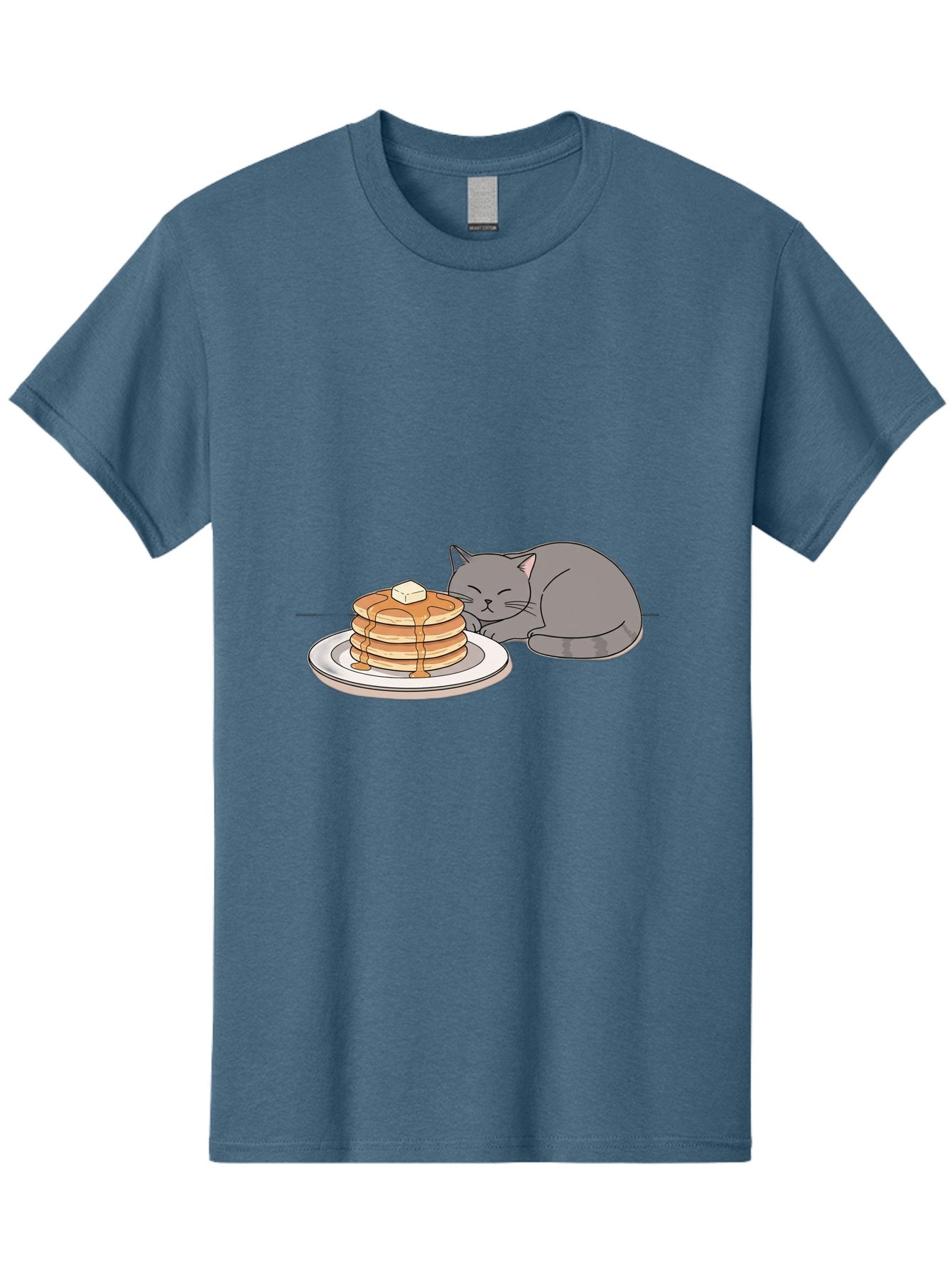 Cat-Sleeping-Next-To-Pancakes-1 Men'S Graphic Tee, 100% Cotton, Comfortable Casual Summer Wear, Machine Washable, Vintage Camera, Old Camera, Antique Camera, Black Camera, Classic Photography, Photography Equipment, Nostalgic Device, Bak218 11