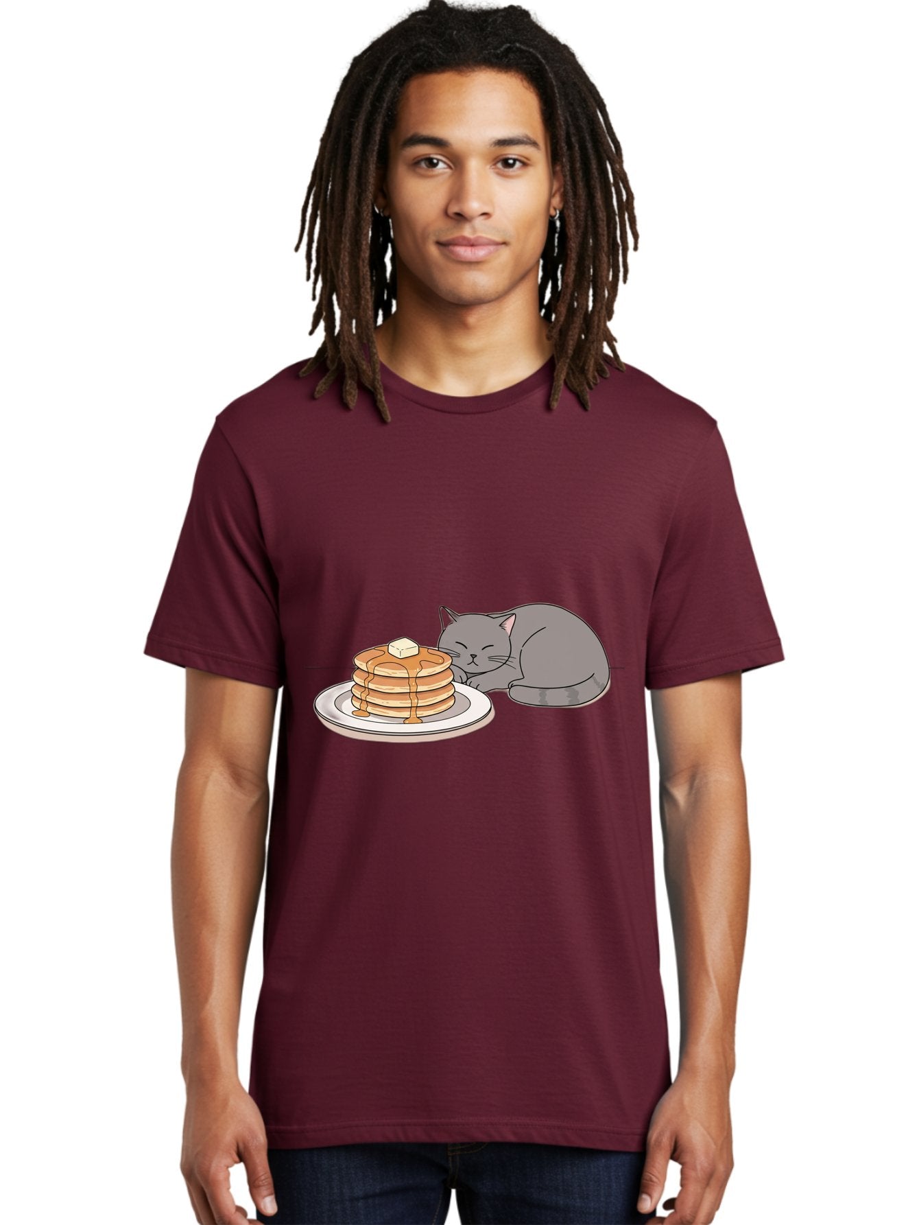 Cat-Sleeping-Next-To-Pancakes-1 Men'S Graphic Tee, 100% Cotton, Comfortable Casual Summer Wear, Machine Washable, Vintage Camera, Old Camera, Antique Camera, Black Camera, Classic Photography, Photography Equipment, Nostalgic Device, Bak218 16