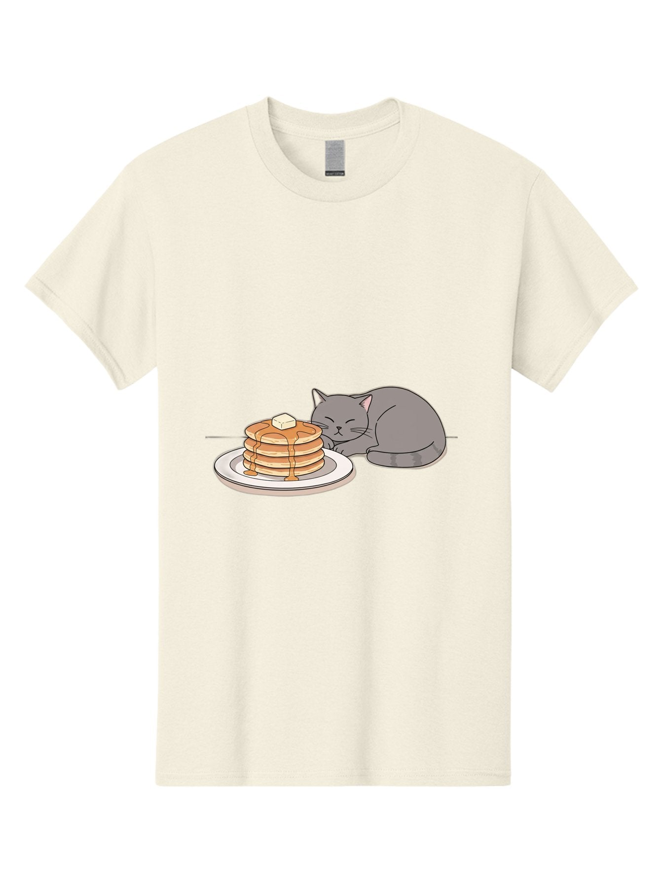 Cat-Sleeping-Next-To-Pancakes-1 Men'S Graphic Tee, 100% Cotton, Comfortable Casual Summer Wear, Machine Washable, Vintage Camera, Old Camera, Antique Camera, Black Camera, Classic Photography, Photography Equipment, Nostalgic Device, Bak218