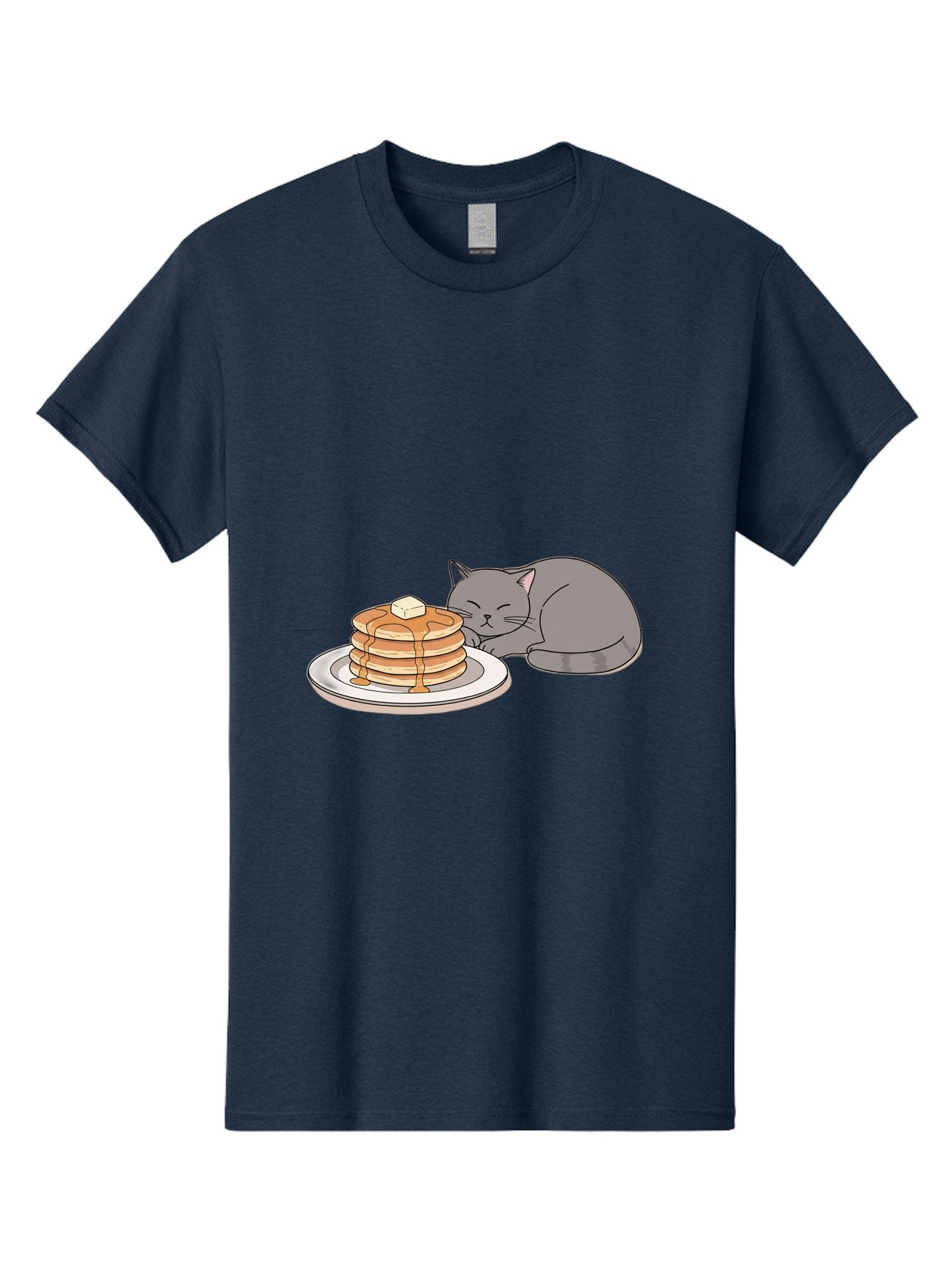 Cat-Sleeping-Next-To-Pancakes-1 Men'S Graphic Tee, 100% Cotton, Comfortable Casual Summer Wear, Machine Washable, Vintage Camera, Old Camera, Antique Camera, Black Camera, Classic Photography, Photography Equipment, Nostalgic Device, Bak218 14