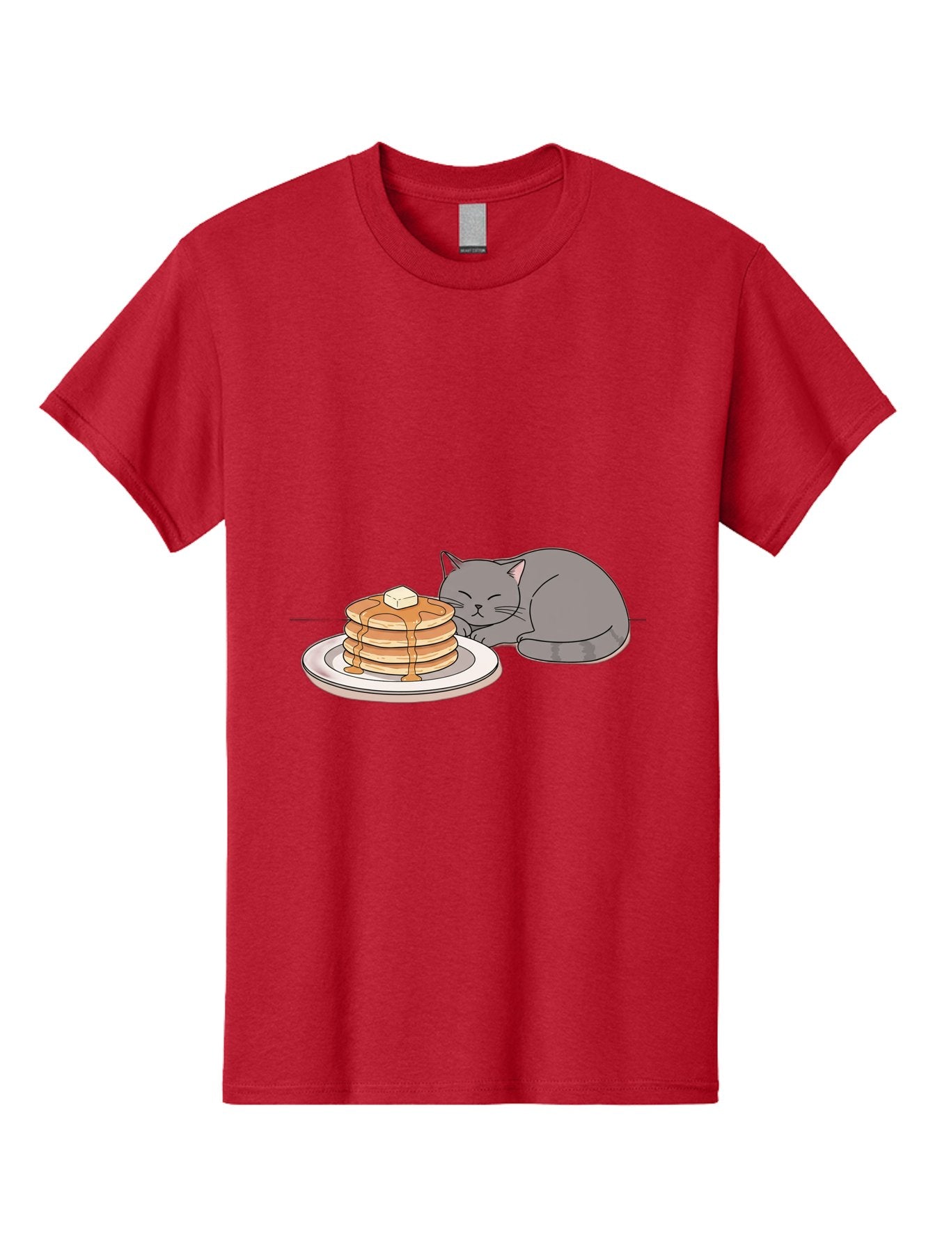 Cat-Sleeping-Next-To-Pancakes-1 Men'S Graphic Tee, 100% Cotton, Comfortable Casual Summer Wear, Machine Washable, Vintage Camera, Old Camera, Antique Camera, Black Camera, Classic Photography, Photography Equipment, Nostalgic Device, Bak218 10