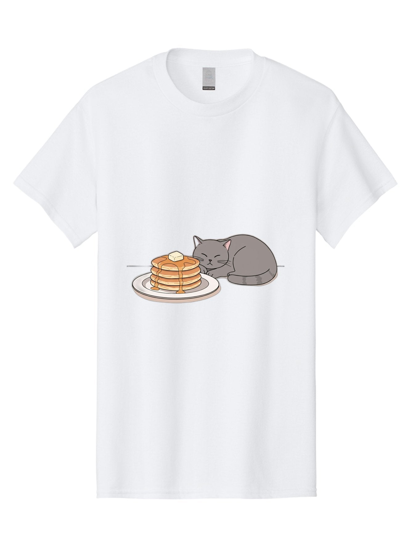 Cat-Sleeping-Next-To-Pancakes-1 Men'S Graphic Tee, 100% Cotton, Comfortable Casual Summer Wear, Machine Washable, Vintage Camera, Old Camera, Antique Camera, Black Camera, Classic Photography, Photography Equipment, Nostalgic Device, Bak218 3