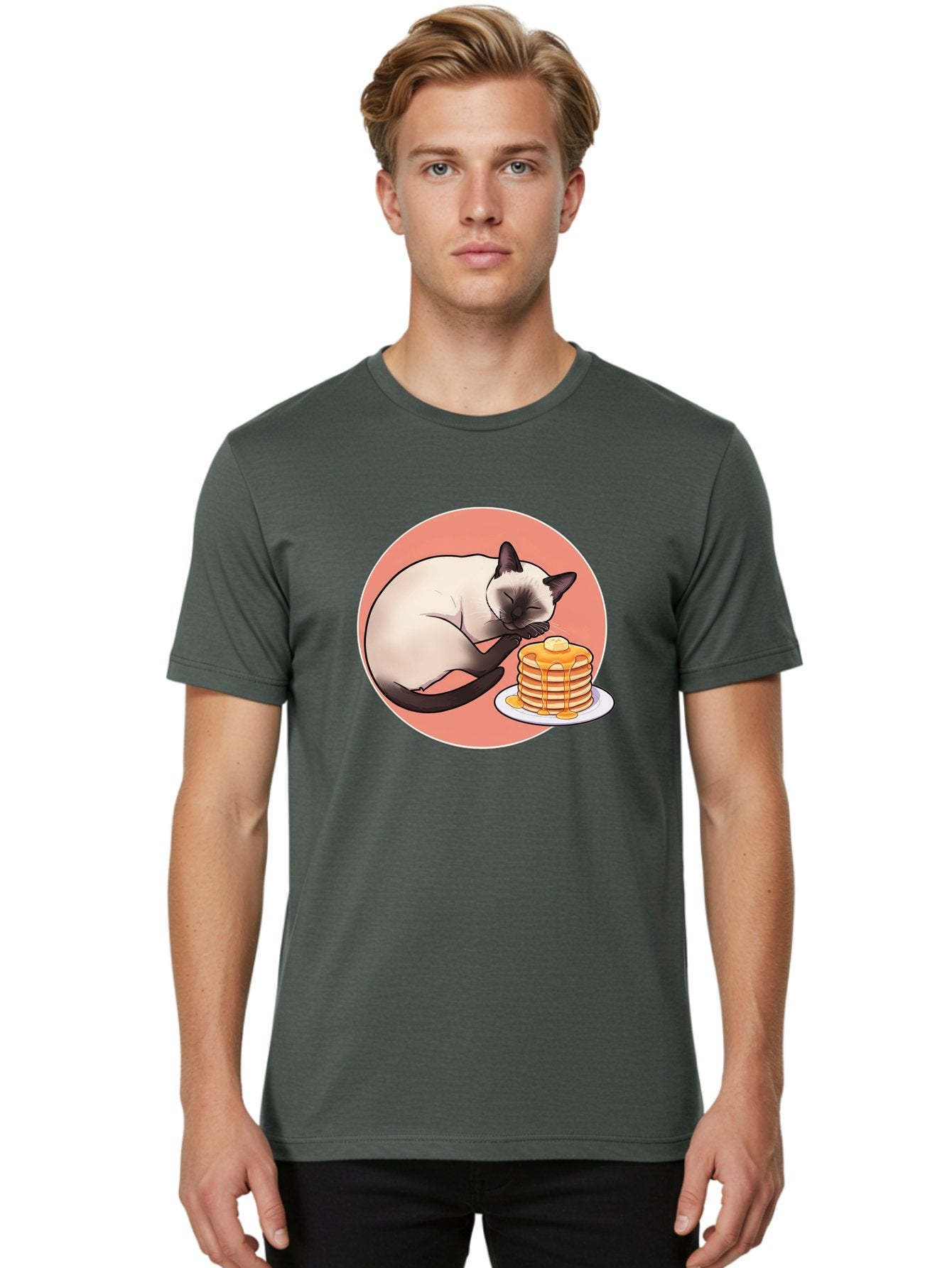 Cat-Sleeping-Next-To-Pancakes Men'S Graphic Tee, 100% Cotton, Comfortable Casual Summer Wear, Machine Washable, Vintage Camera, Old Camera, Antique Camera, Black Camera, Classic Photography, Photography Equipment, Nostalgic Device, Bak219 27