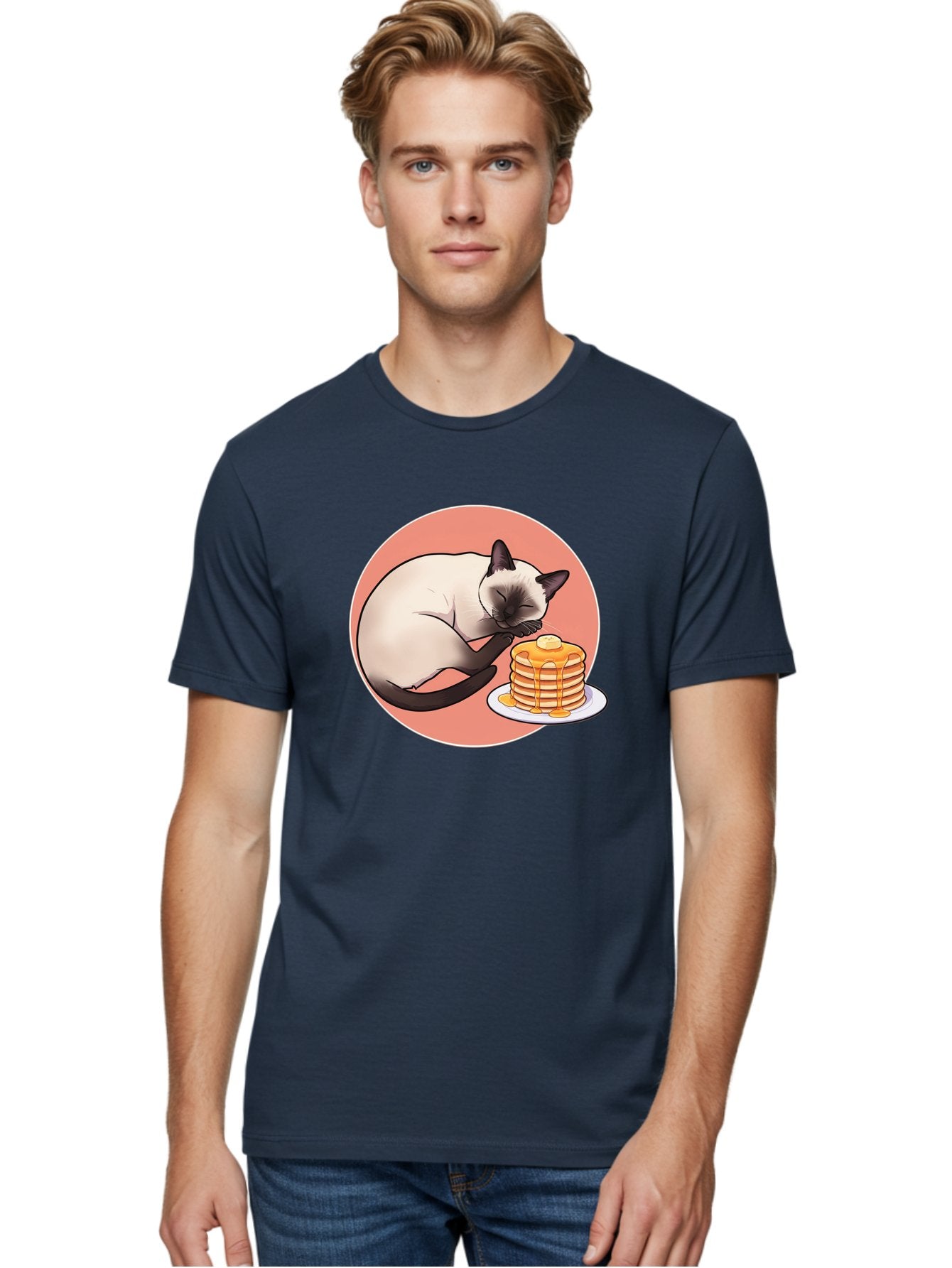 Cat-Sleeping-Next-To-Pancakes Men'S Graphic Tee, 100% Cotton, Comfortable Casual Summer Wear, Machine Washable, Vintage Camera, Old Camera, Antique Camera, Black Camera, Classic Photography, Photography Equipment, Nostalgic Device, Bak219 24