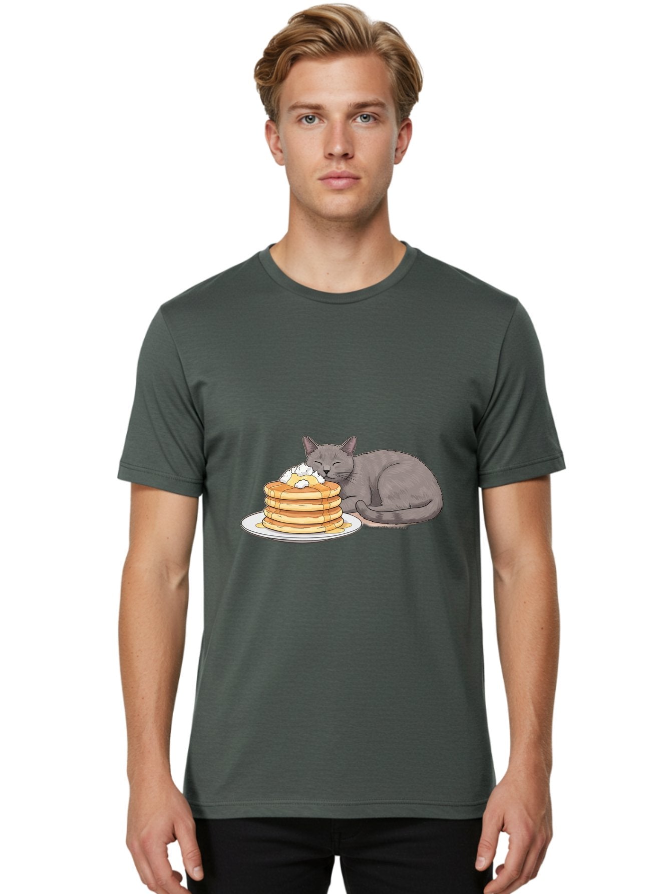 Cat-Sleeping-On-Pancakes-1 Men'S Graphic Tee, 100% Cotton, Comfortable Casual Summer Wear, Machine Washable, Vintage Camera, Old Camera, Antique Camera, Black Camera, Classic Photography, Photography Equipment, Nostalgic Device, Film Camera, Bak220 21