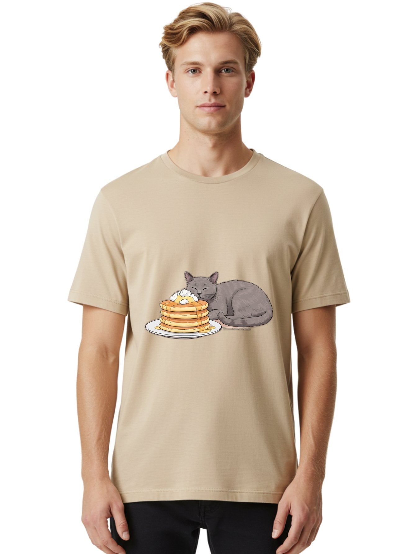 Cat-Sleeping-On-Pancakes-1 Men'S Graphic Tee, 100% Cotton, Comfortable Casual Summer Wear, Machine Washable, Vintage Camera, Old Camera, Antique Camera, Black Camera, Classic Photography, Photography Equipment, Nostalgic Device, Film Camera, Bak220 19