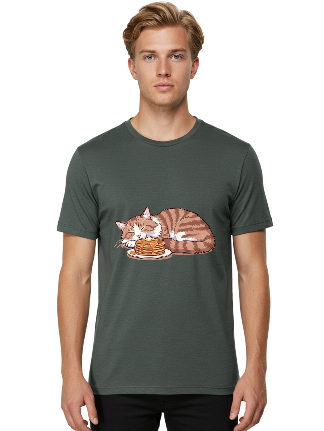 Cat-Sleeping-On-Pancakes-2 Men'S Graphic Tee, 100% Cotton, Comfortable Casual Summer Wear, Machine Washable, Vintage Camera, Old Camera, Antique Camera, Black Camera, Classic Photography, Photography Equipment, Nostalgic Device, Film Camera, Bak221 29