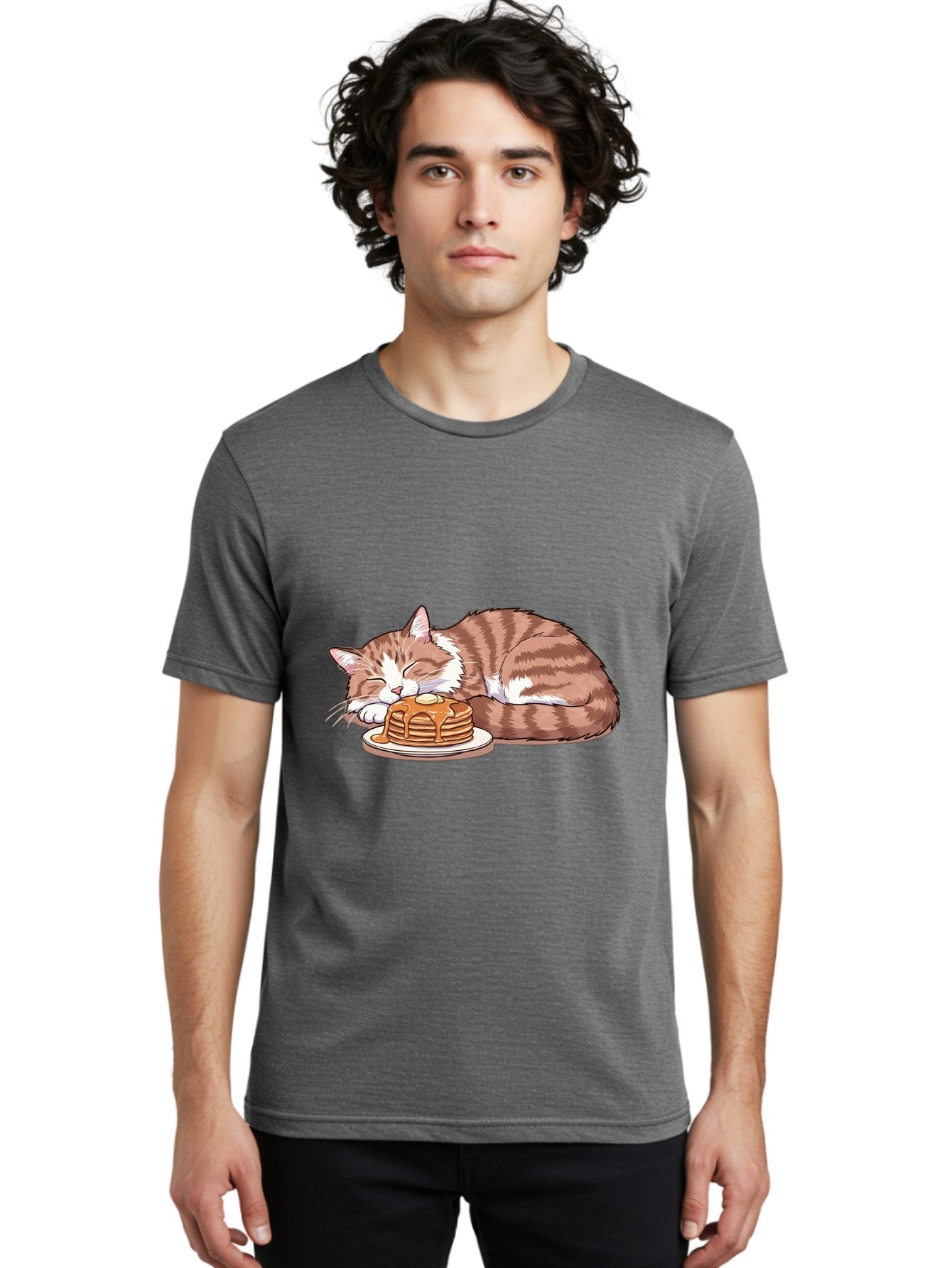 Cat-Sleeping-On-Pancakes-2 Men'S Graphic Tee, 100% Cotton, Comfortable Casual Summer Wear, Machine Washable, Vintage Camera, Old Camera, Antique Camera, Black Camera, Classic Photography, Photography Equipment, Nostalgic Device, Film Camera, Bak221 23