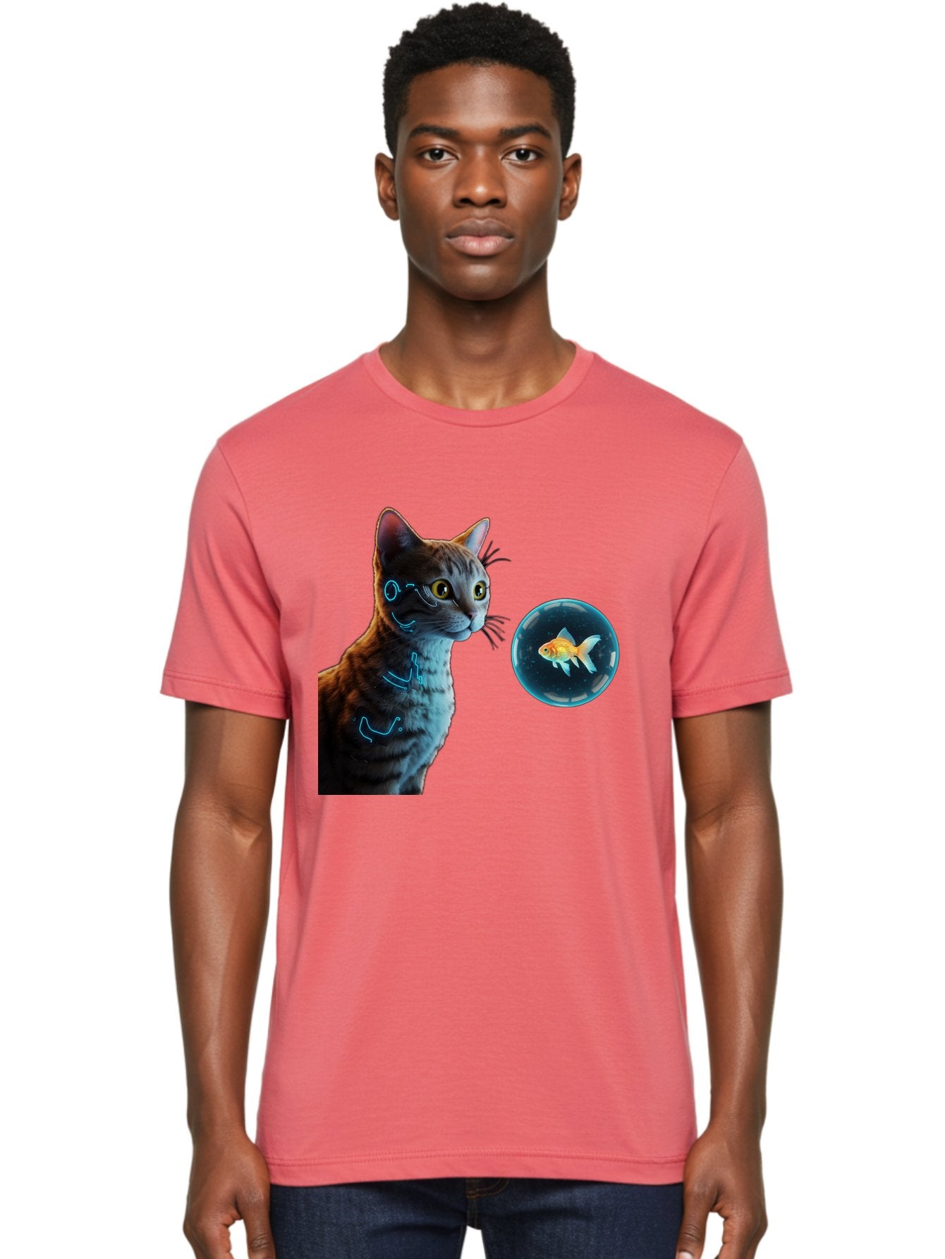 Cat-With-Fishbowl Men'S Graphic Tee, 100% Cotton, Comfortable Casual Summer Wear, Machine Washable, Vintage Camera, Old Camera, Antique Camera, Black Camera, Classic Photography, Photography Equipment, Nostalgic Device, Film Camera, Camera Art Bak223 26