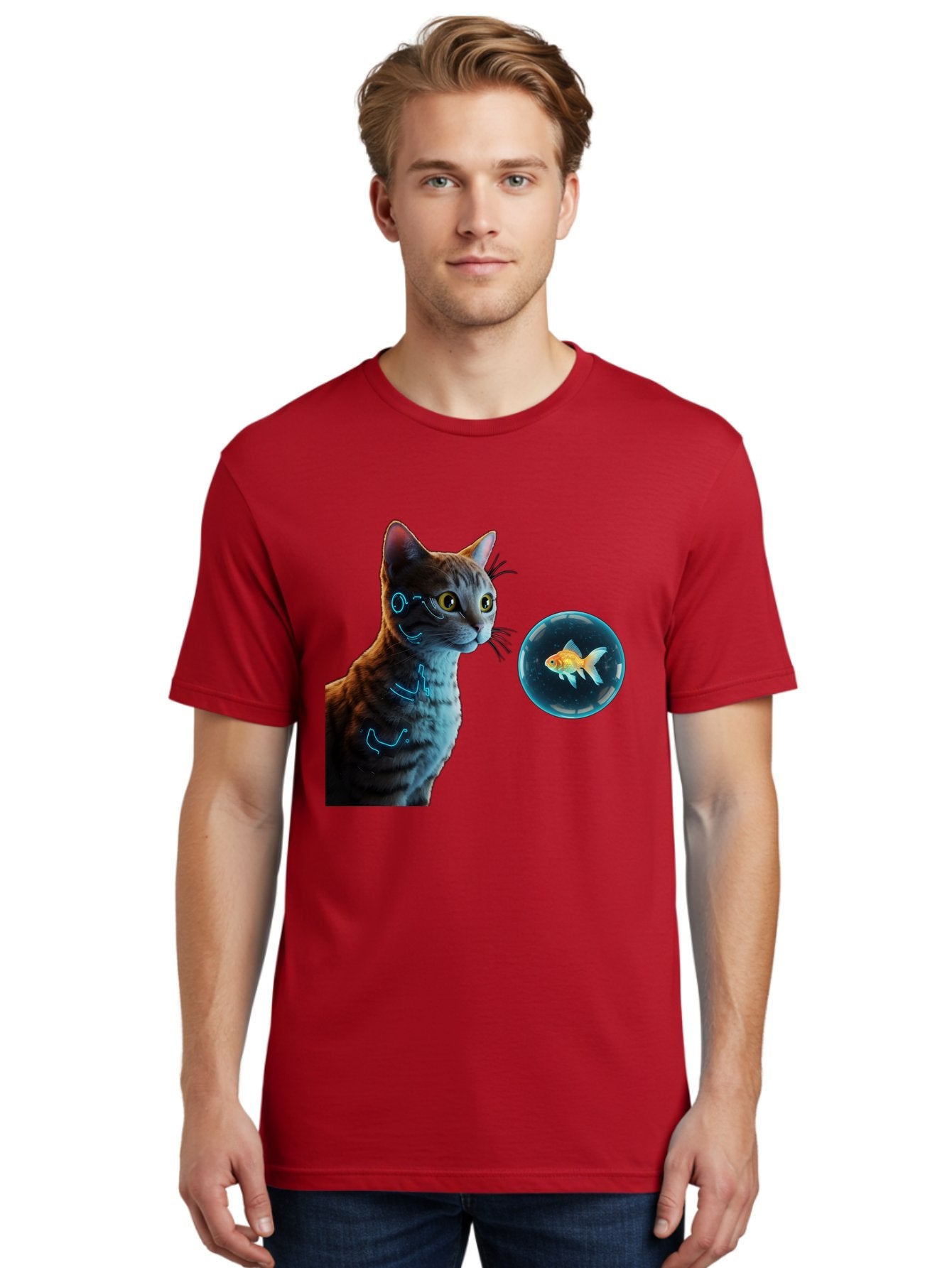 Cat-With-Fishbowl Men'S Graphic Tee, 100% Cotton, Comfortable Casual Summer Wear, Machine Washable, Vintage Camera, Old Camera, Antique Camera, Black Camera, Classic Photography, Photography Equipment, Nostalgic Device, Film Camera, Camera Art Bak223 24