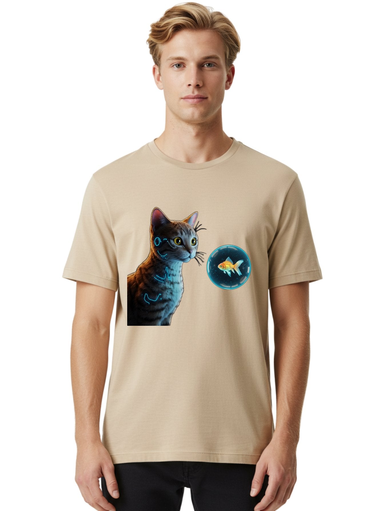 Cat-With-Fishbowl Men'S Graphic Tee, 100% Cotton, Comfortable Casual Summer Wear, Machine Washable, Vintage Camera, Old Camera, Antique Camera, Black Camera, Classic Photography, Photography Equipment, Nostalgic Device, Film Camera, Camera Art Bak223 23