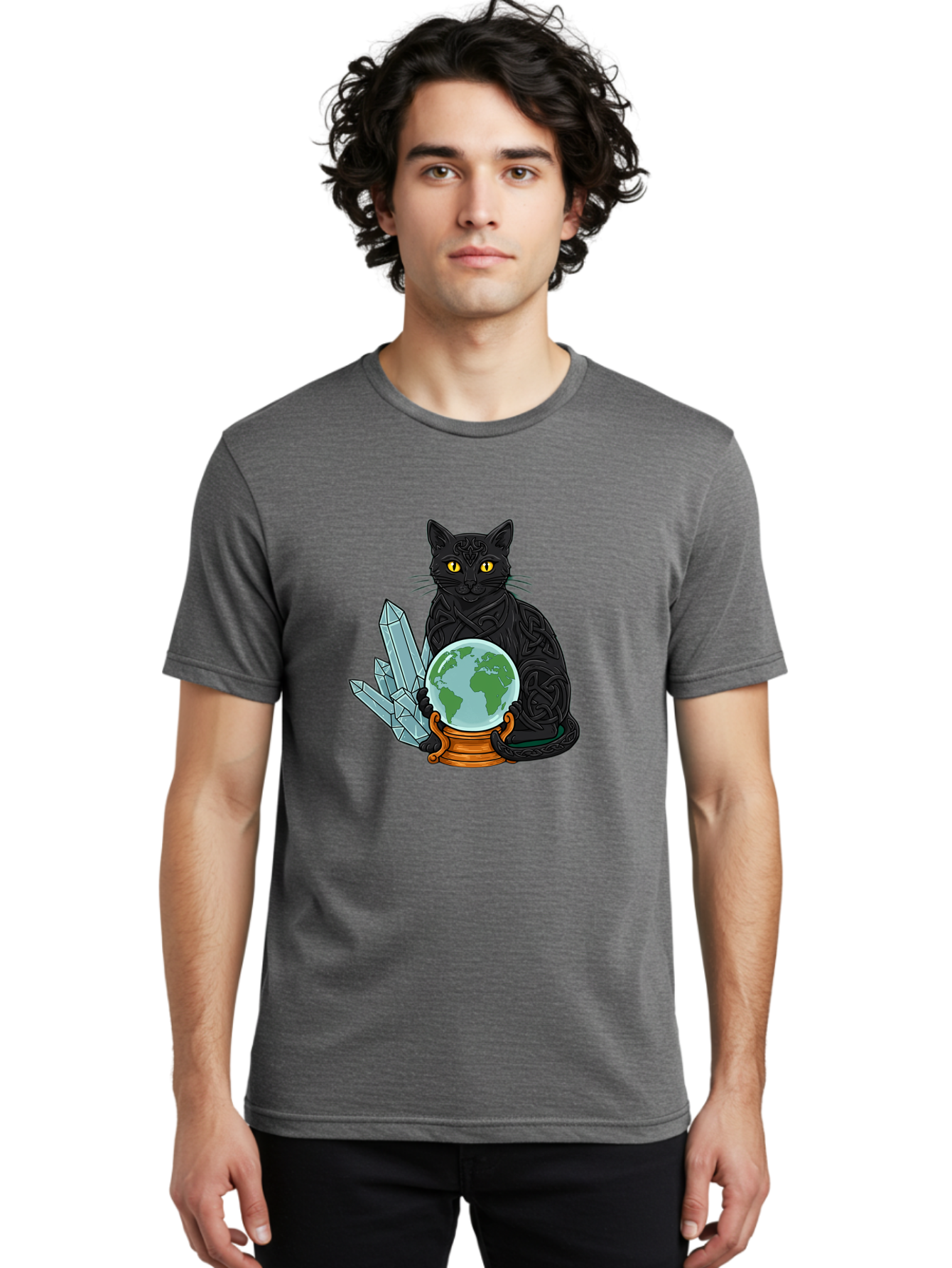Celtic-Cat-With-Globe Men'S Graphic Tee, 100% Cotton, Comfortable Casual Summer Wear, Machine Washable, Vintage Camera, Old Camera, Antique Camera, Black Camera, Classic Photography, Photography Equipment, Nostalgic Device, Film Camera, Bak225 24