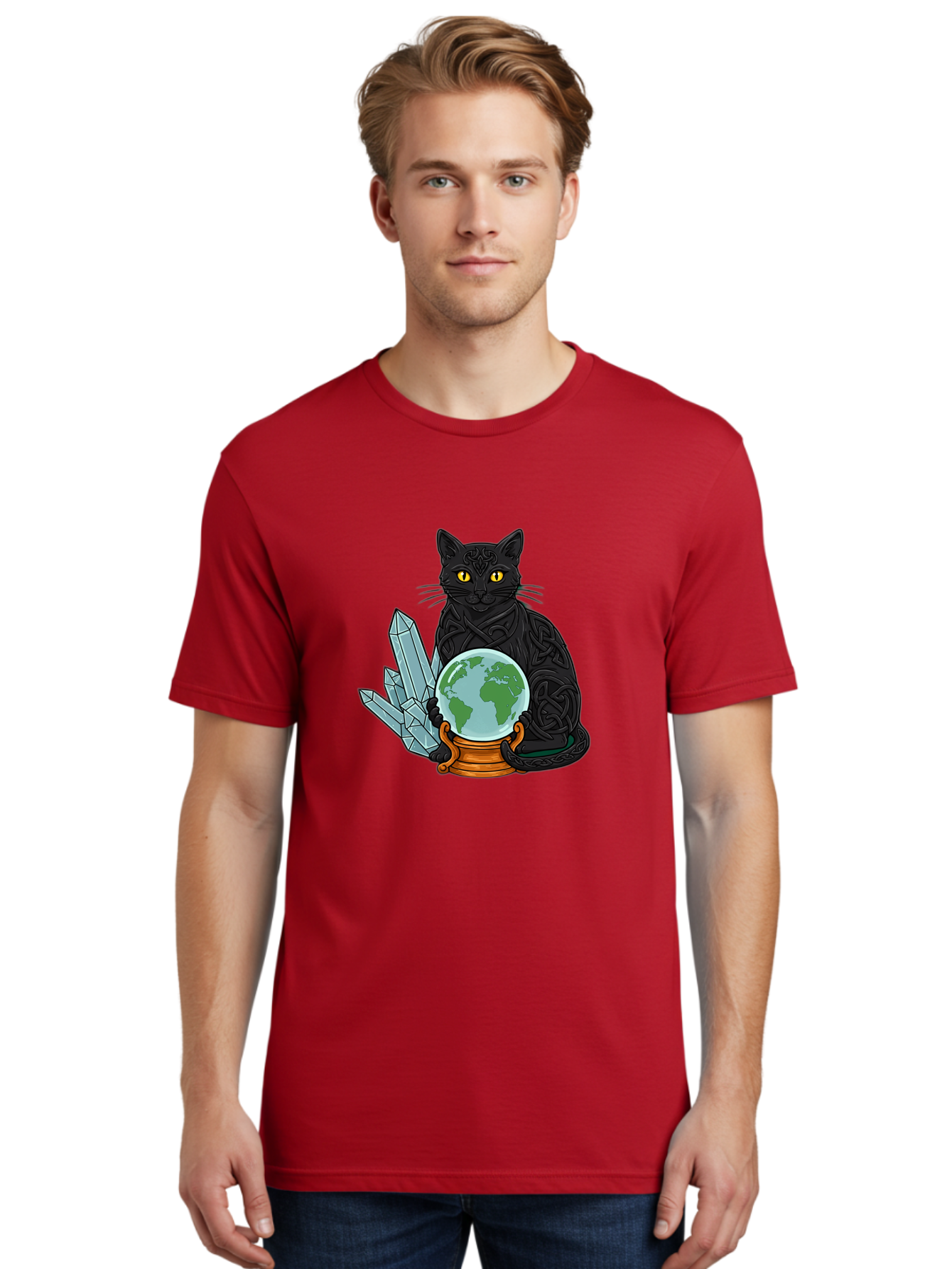 Celtic-Cat-With-Globe Men'S Graphic Tee, 100% Cotton, Comfortable Casual Summer Wear, Machine Washable, Vintage Camera, Old Camera, Antique Camera, Black Camera, Classic Photography, Photography Equipment, Nostalgic Device, Film Camera, Bak225 22