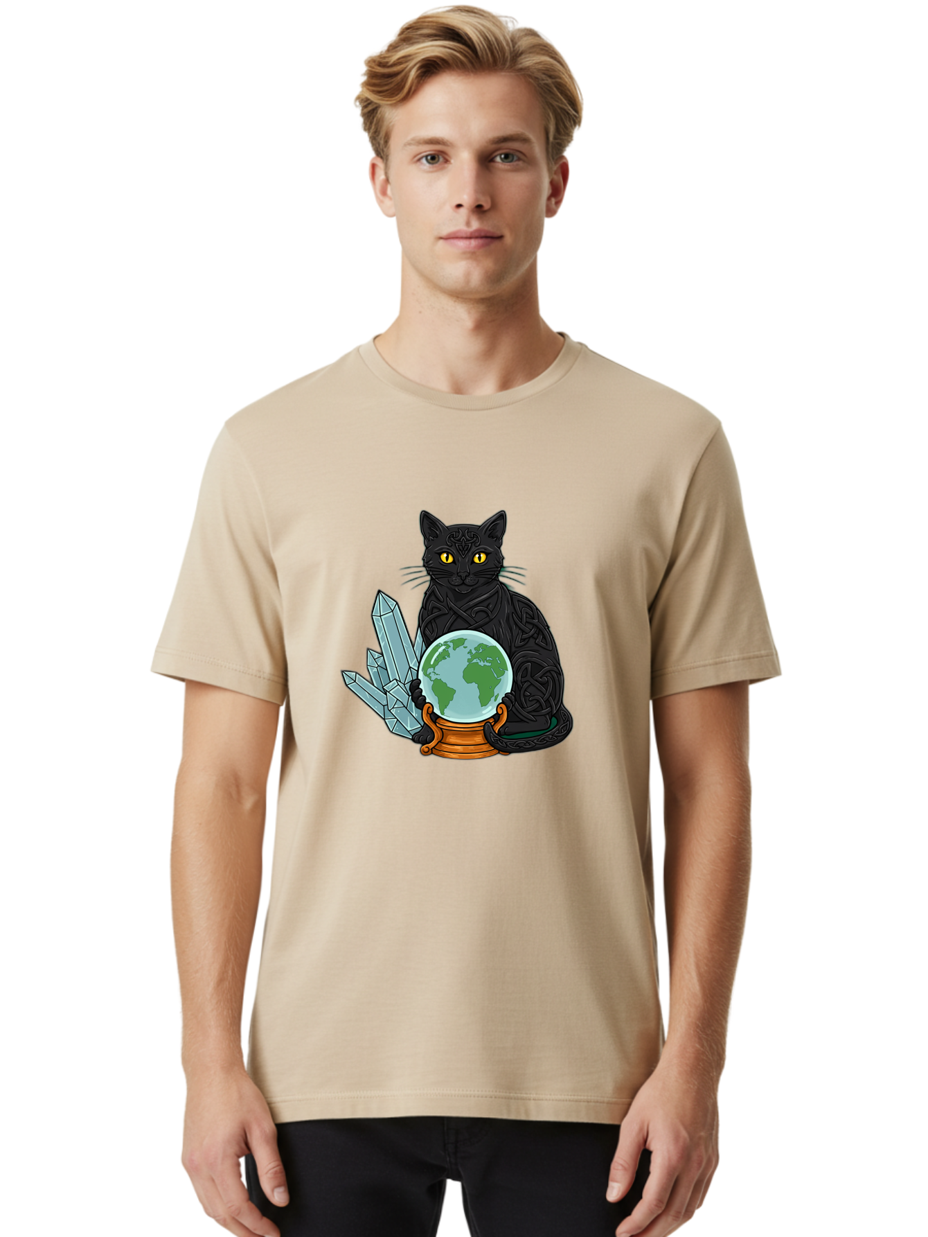 Celtic-Cat-With-Globe Men'S Graphic Tee, 100% Cotton, Comfortable Casual Summer Wear, Machine Washable, Vintage Camera, Old Camera, Antique Camera, Black Camera, Classic Photography, Photography Equipment, Nostalgic Device, Film Camera, Bak225 17