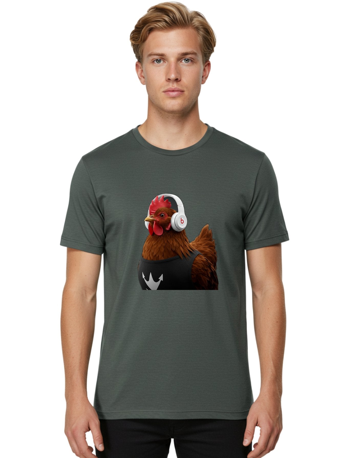 Chicken-With-Beats-Headphones Men'S Graphic Tee, 100% Cotton, Comfortable Casual Summer Wear, Machine Washable, Vintage Camera, Old Camera, Antique Camera, Black Camera, Classic Photography, Photography Equipment, Nostalgic Device, Bak243 17