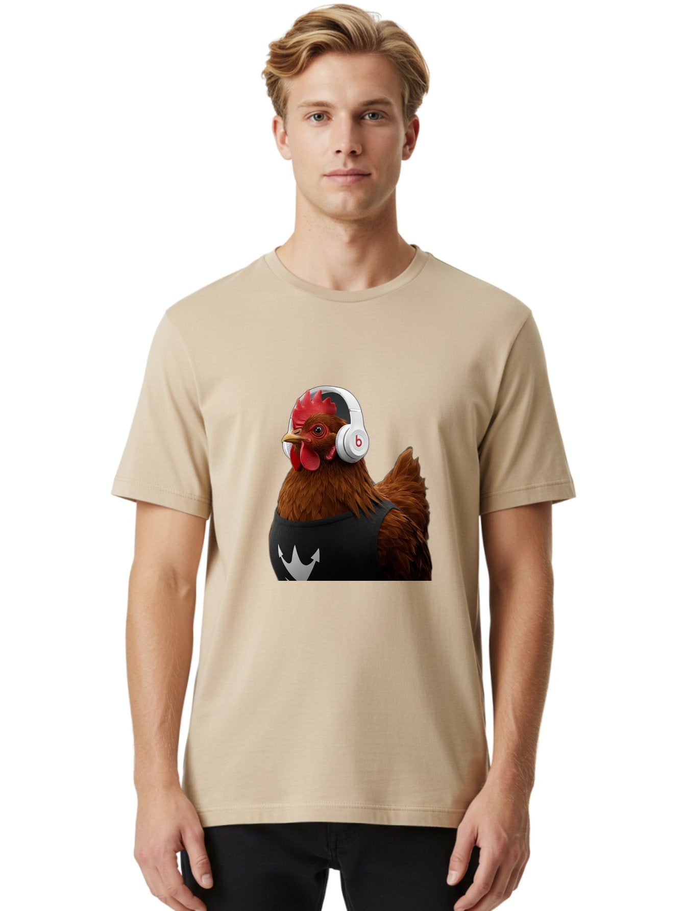 Chicken-With-Beats-Headphones Men'S Graphic Tee, 100% Cotton, Comfortable Casual Summer Wear, Machine Washable, Vintage Camera, Old Camera, Antique Camera, Black Camera, Classic Photography, Photography Equipment, Nostalgic Device, Bak243 20
